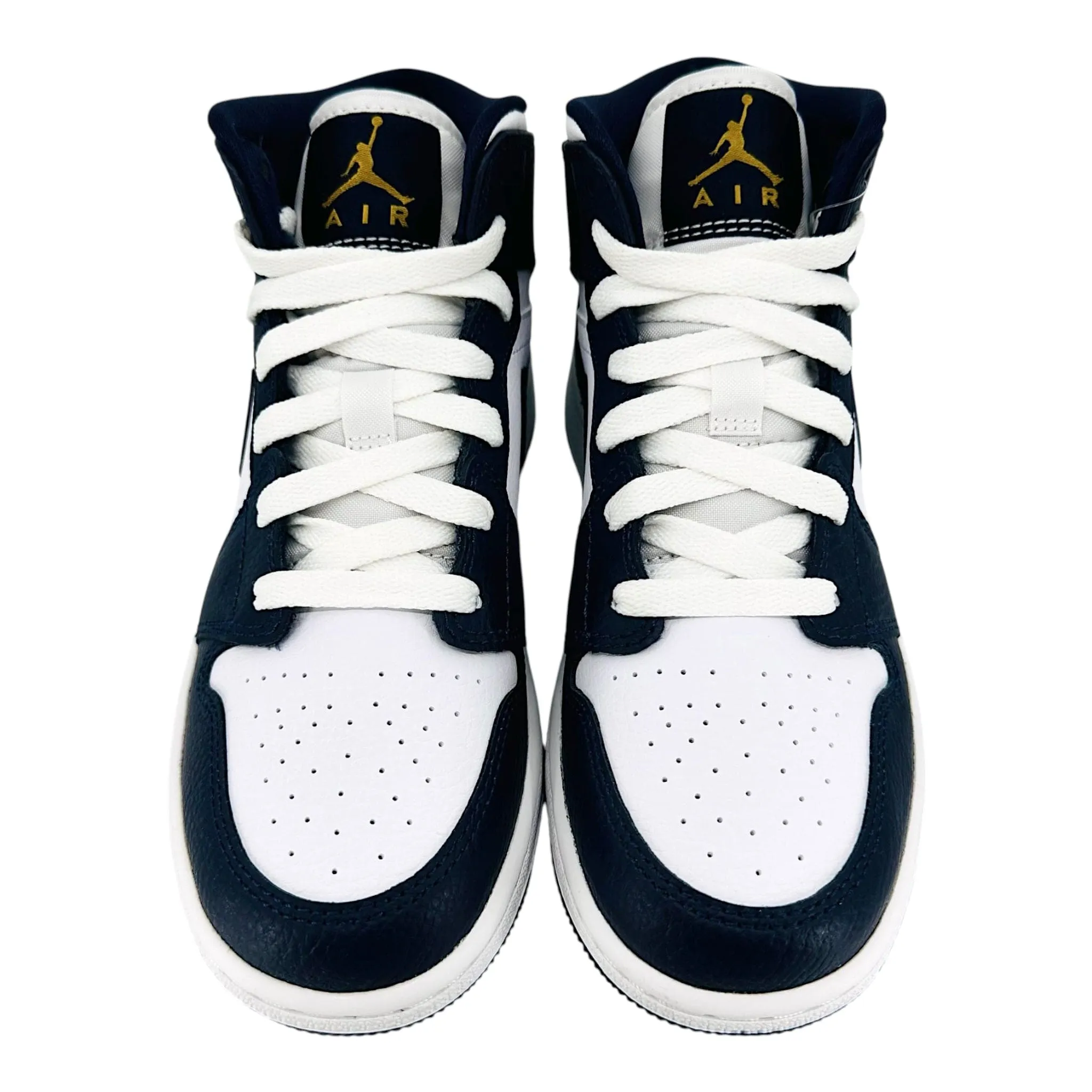 Air Jordan 1 Mid White Metallic Gold Obsidian (GS)