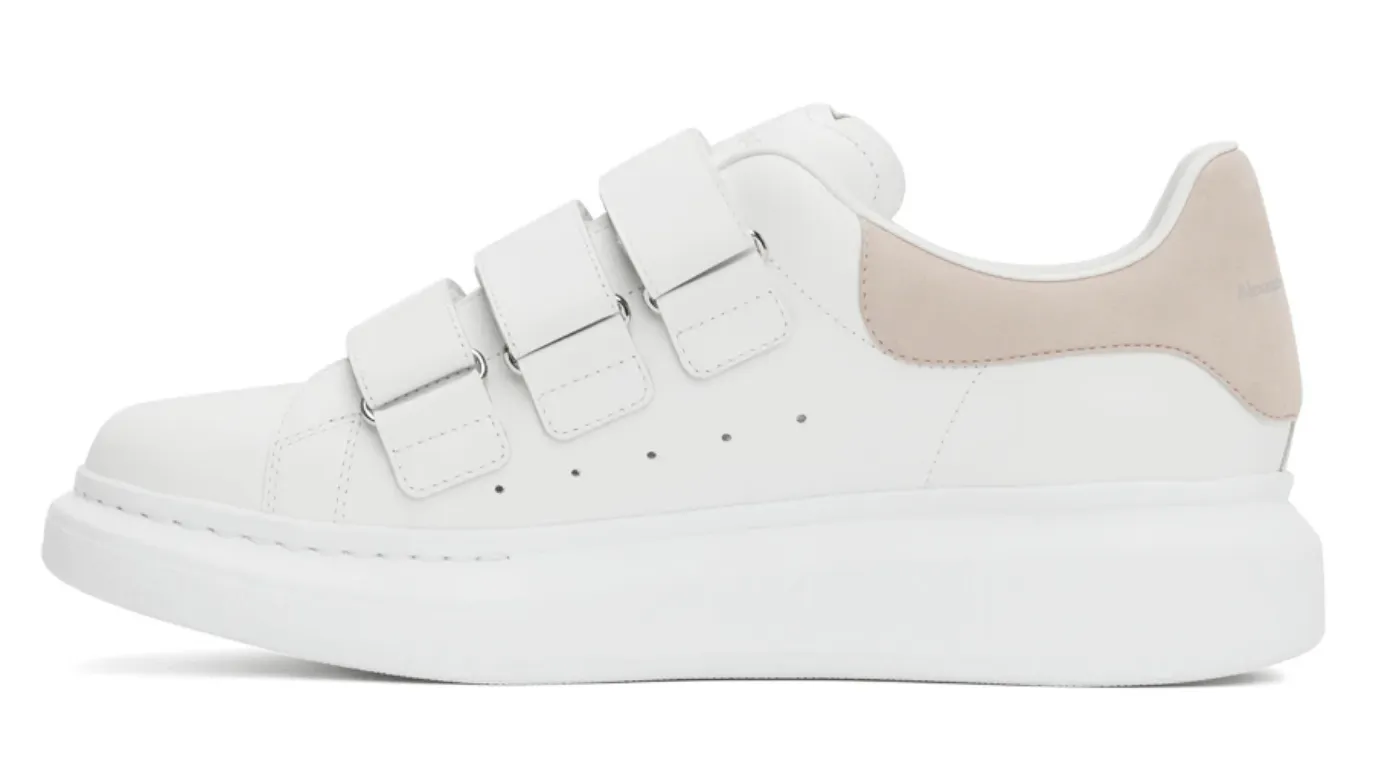 Alexander McQueen Larry Oversized Strap Sneaker Suede White Patchouli