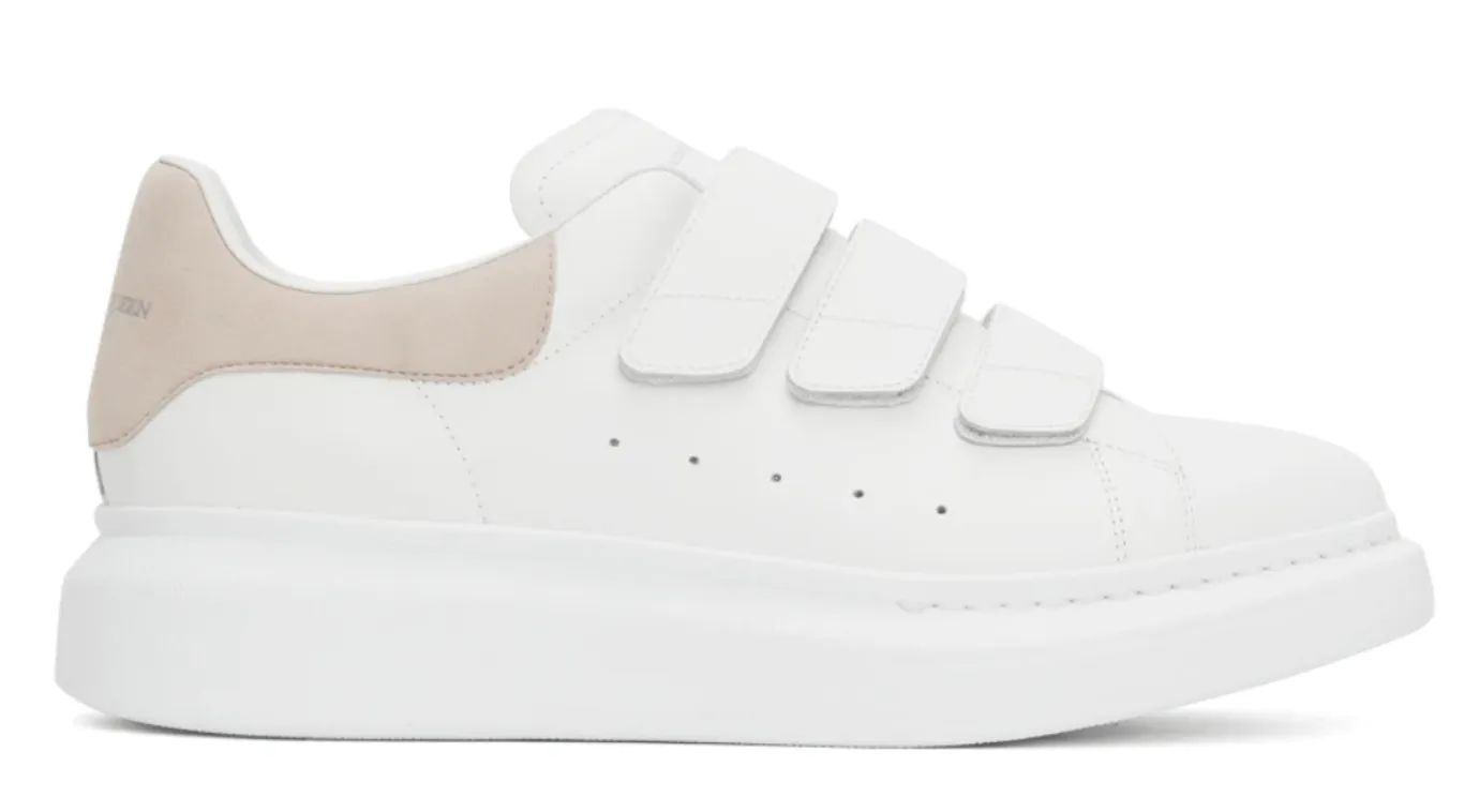 Alexander McQueen Larry Oversized Strap Sneaker Suede White Patchouli
