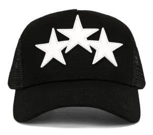 Amiri 3 Star Trucker Hat Black White
