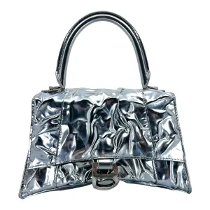 Balenciaga Hourglass Small Handbag Crushed Effect Silver