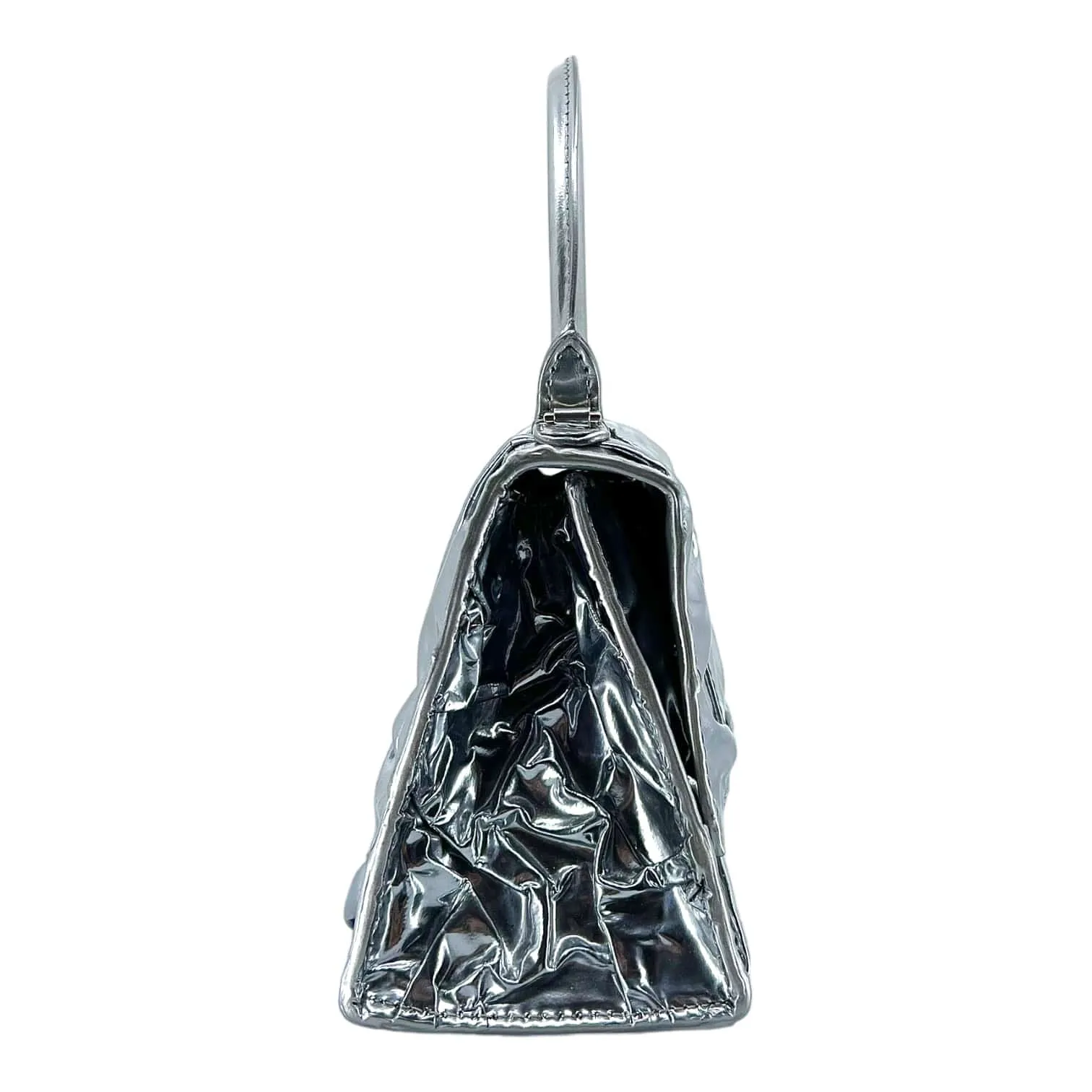 Balenciaga Hourglass Small Handbag Crushed Effect Silver