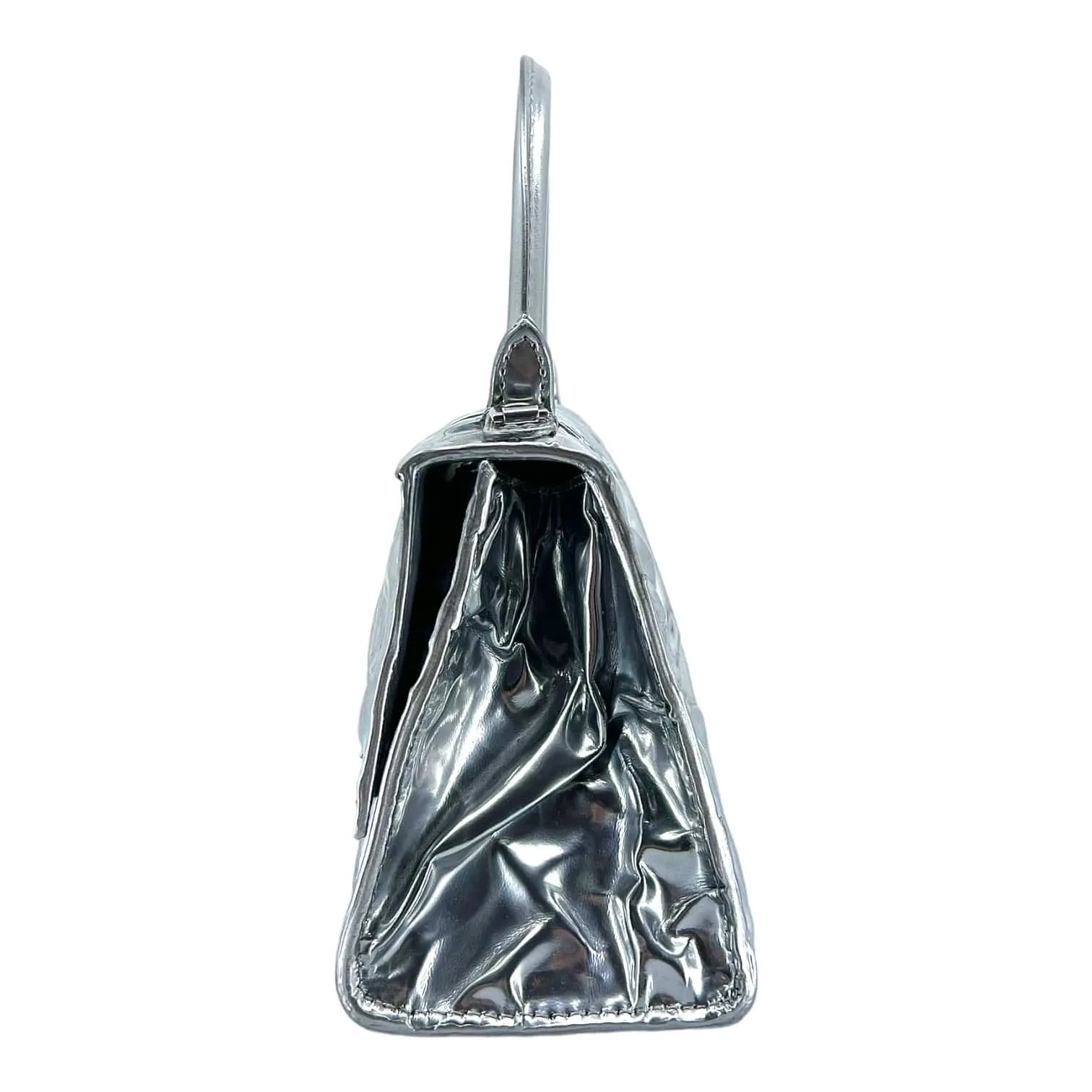 Balenciaga Hourglass Small Handbag Crushed Effect Silver