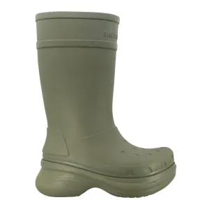 Balenciaga Rubber Croc Boots Olive Green Pre-Owned