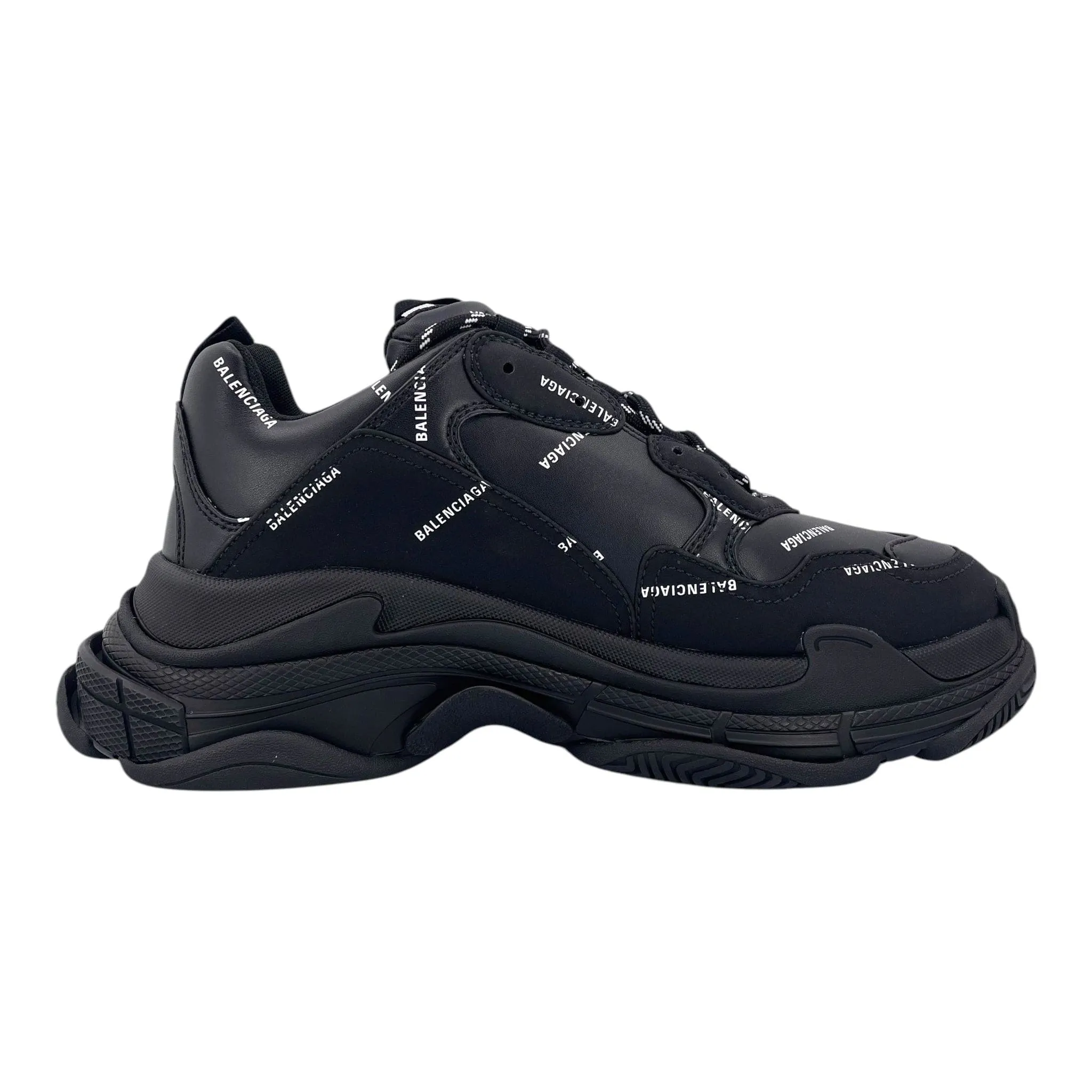 Balenciaga Triple S Sneaker All Over Logo Black White