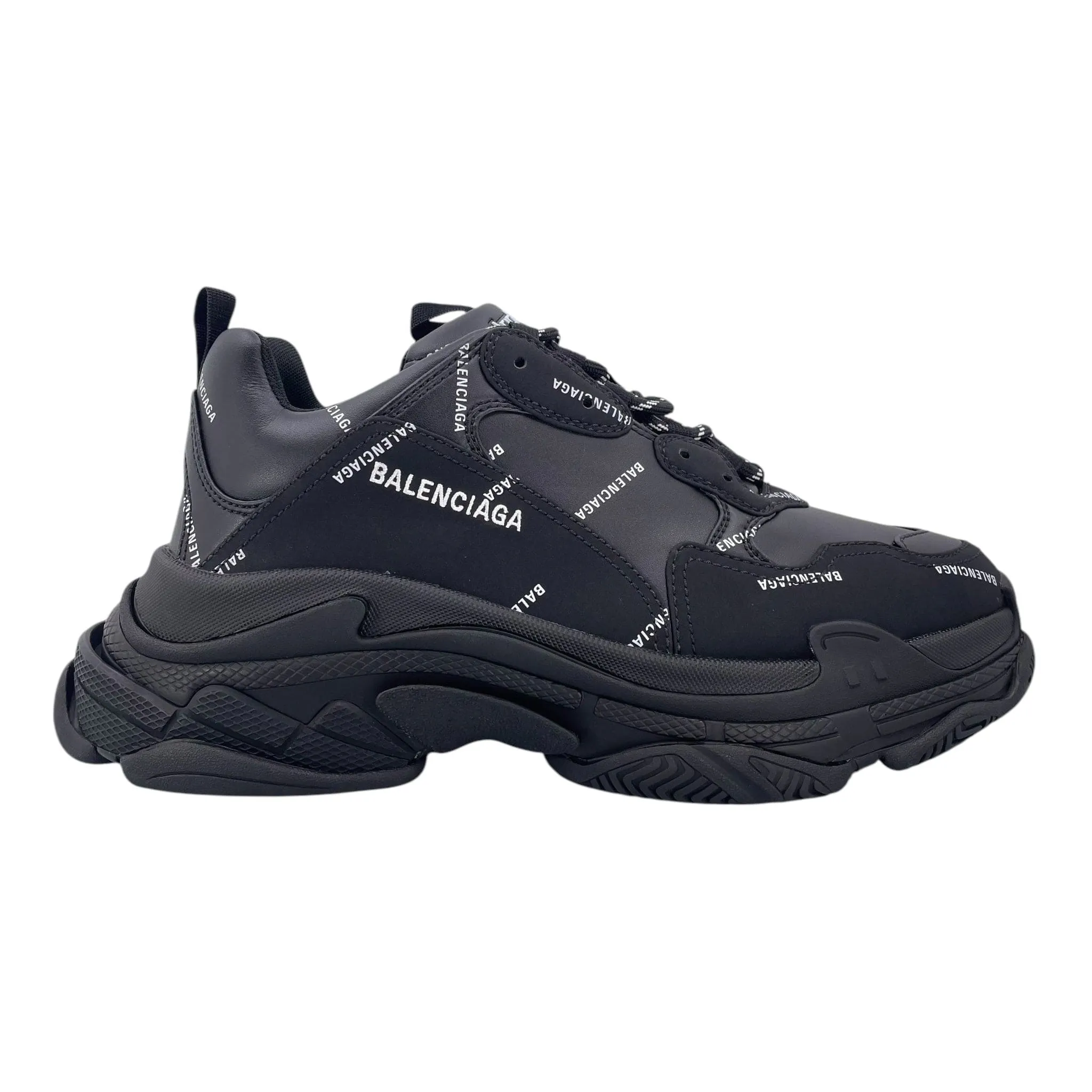 Balenciaga Triple S Sneaker All Over Logo Black White