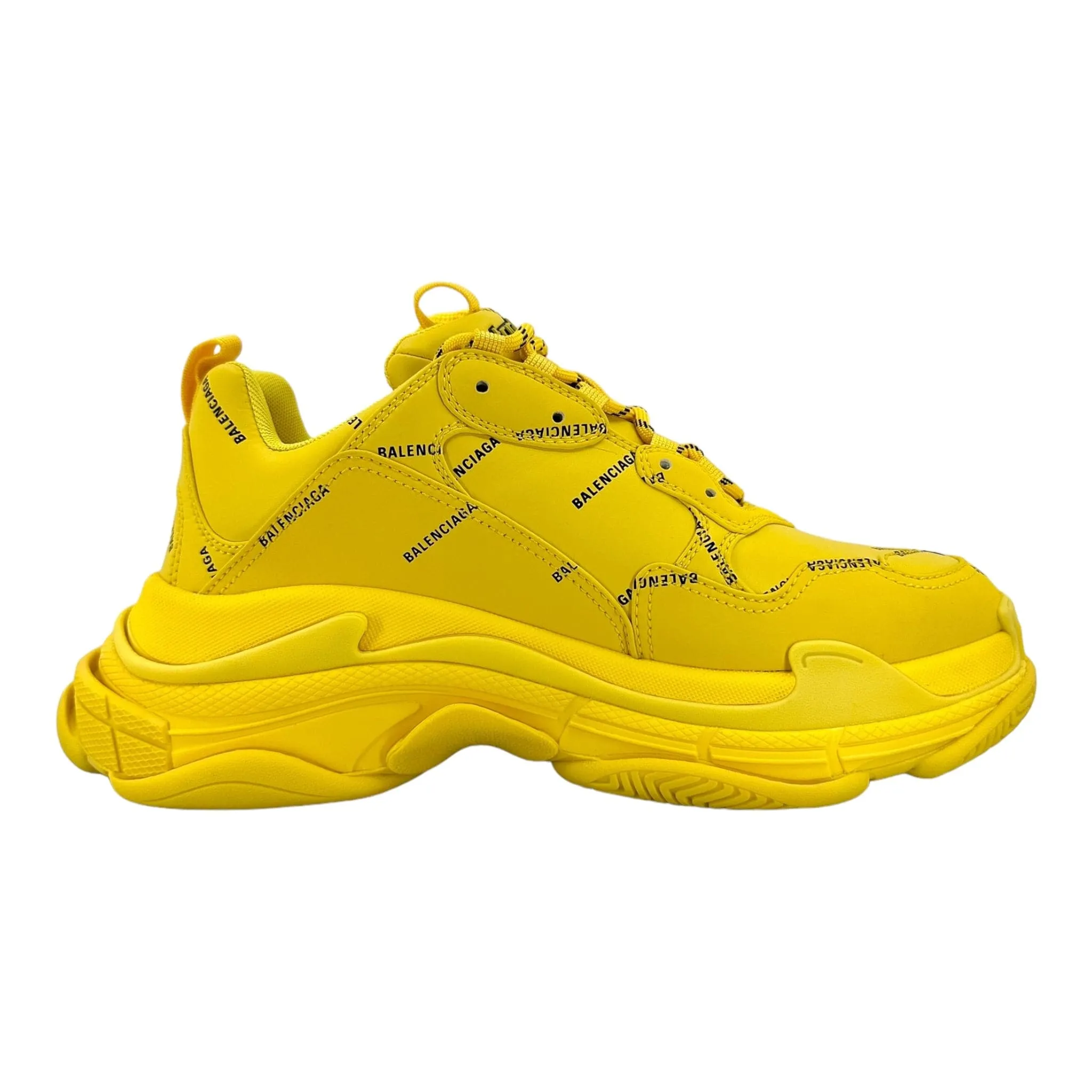 Balenciaga Triple S Sneaker All Over Logo Yellow