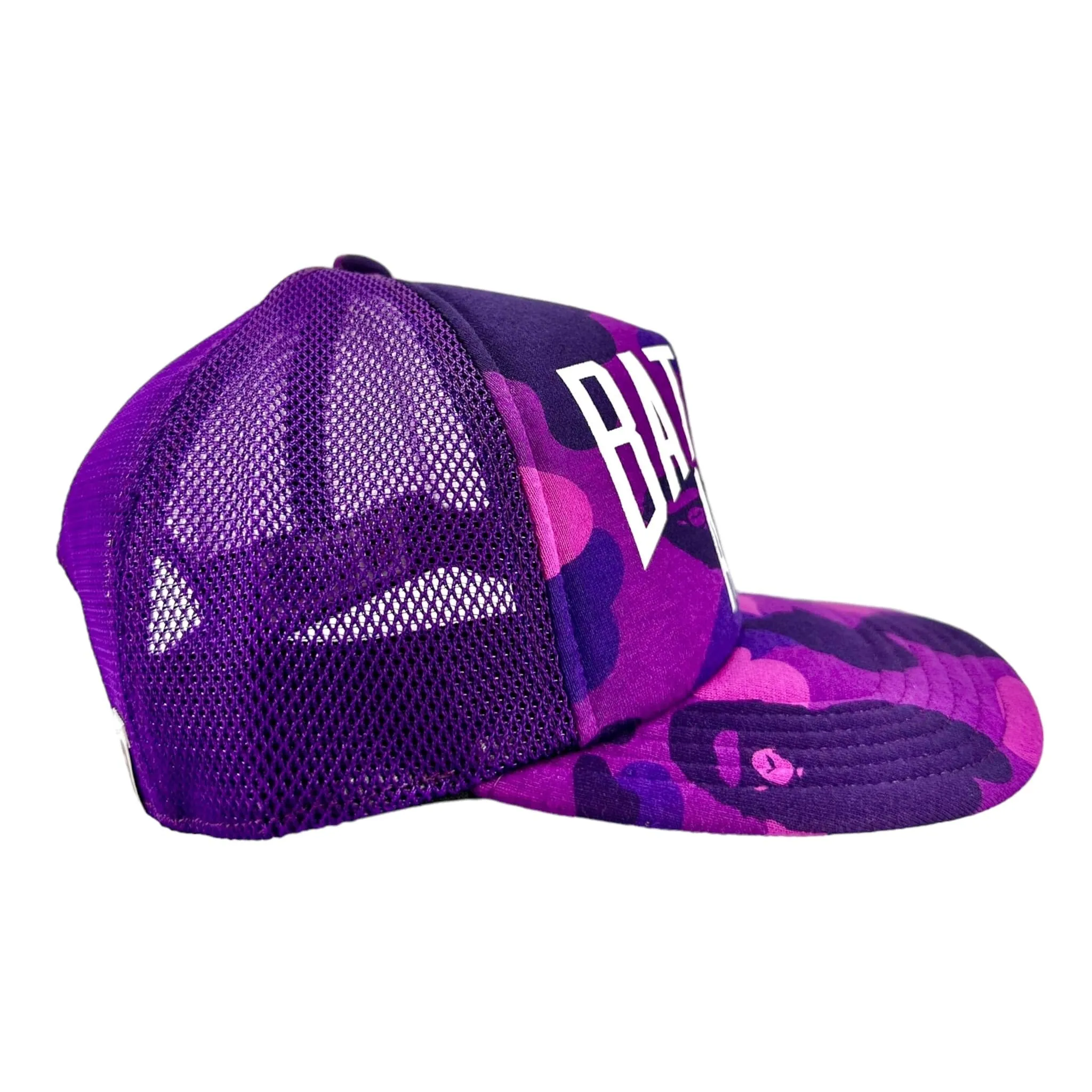 BAPE Bathing Ape Logo Trucker Hat Color Camo Purple (FW22)