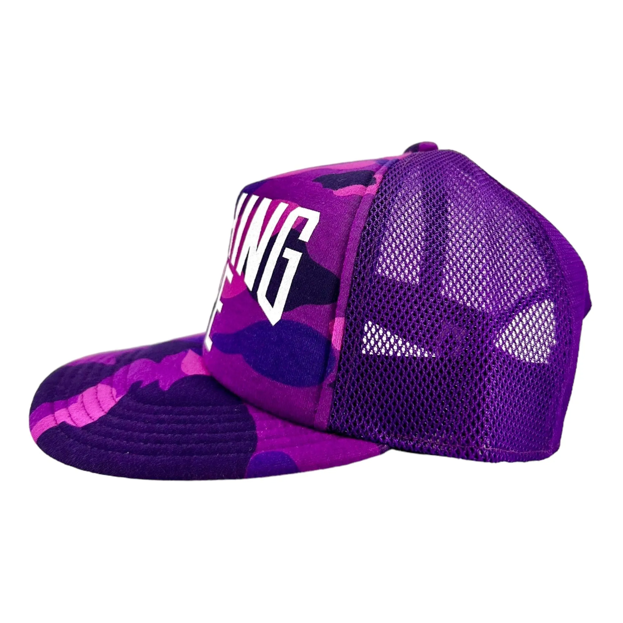 BAPE Bathing Ape Logo Trucker Hat Color Camo Purple (FW22)