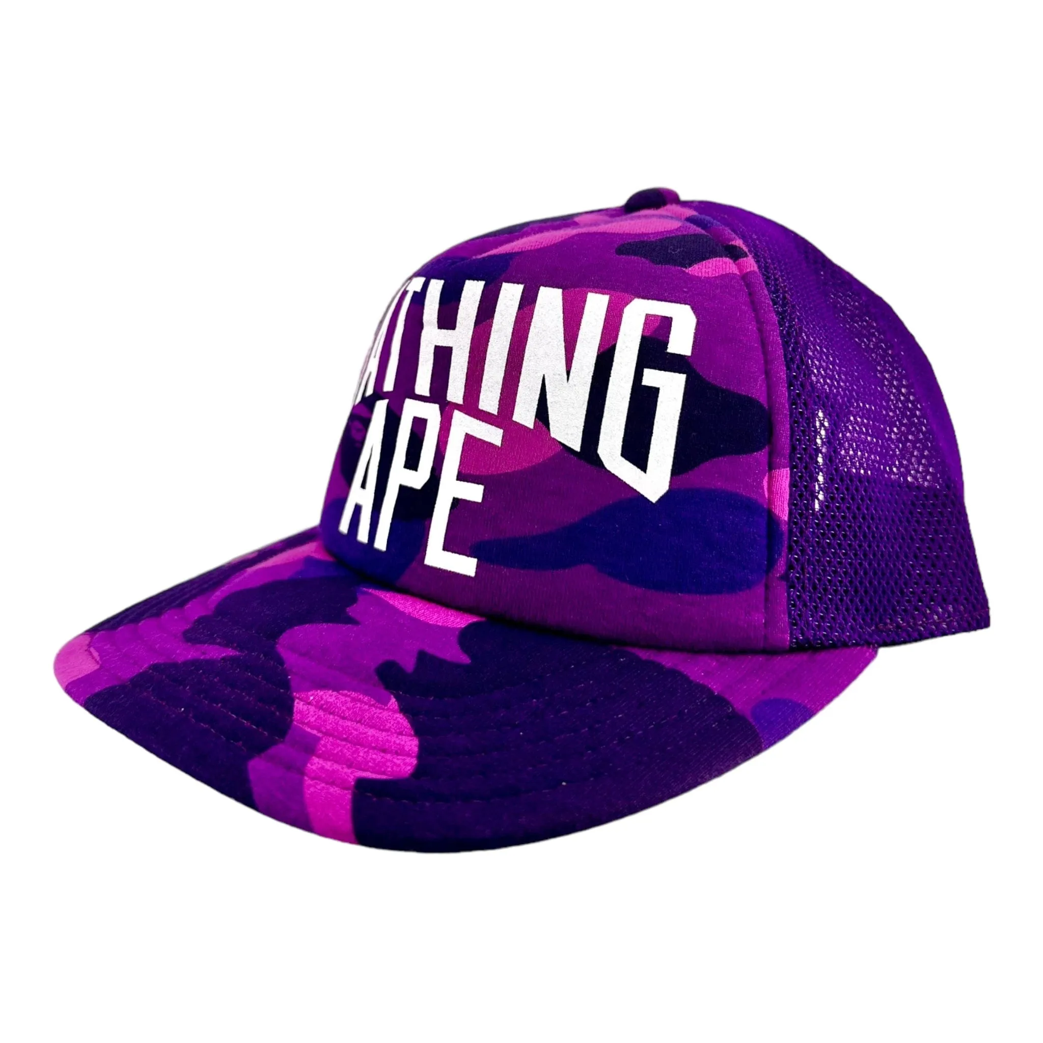 BAPE Bathing Ape Logo Trucker Hat Color Camo Purple (FW22)
