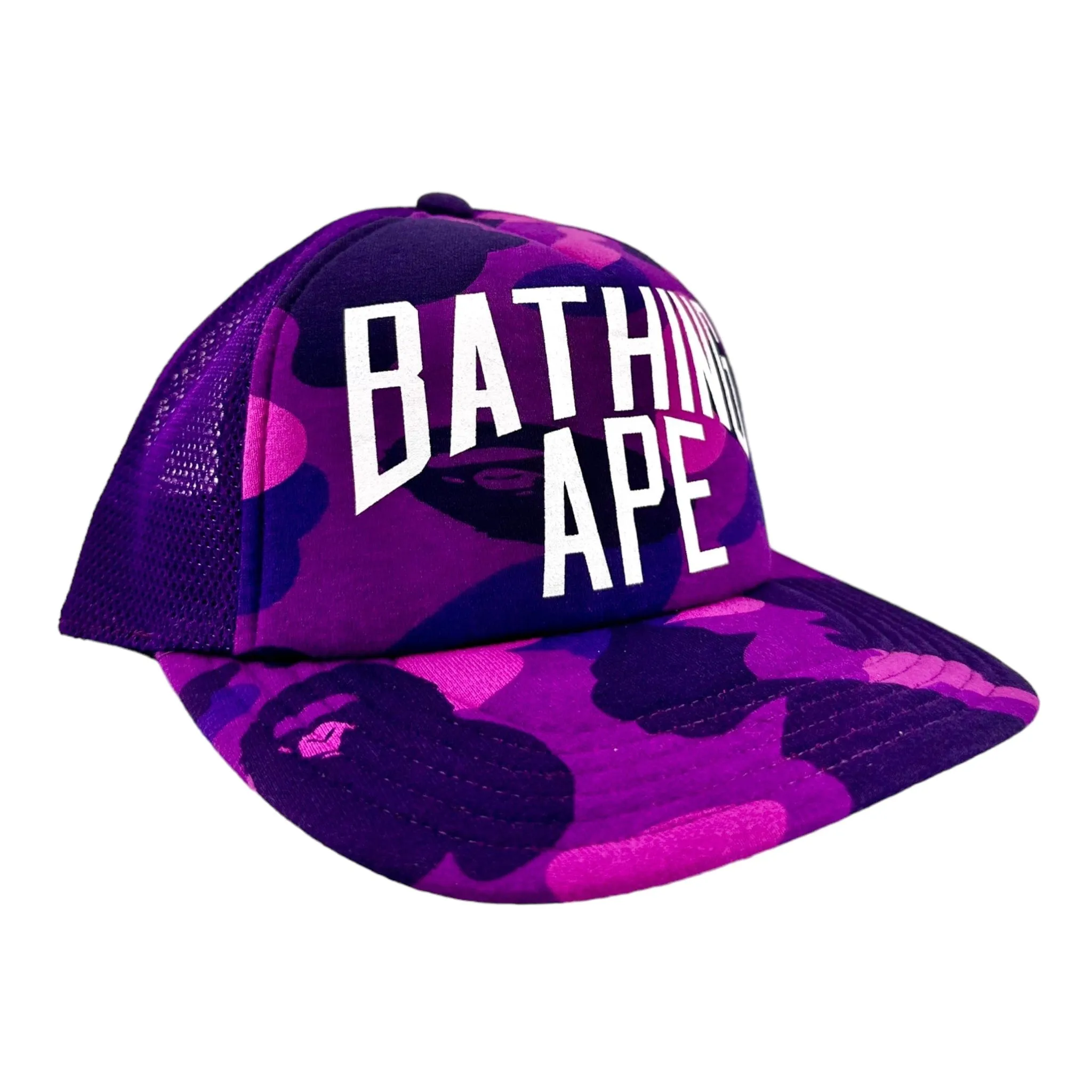 BAPE Bathing Ape Logo Trucker Hat Color Camo Purple (FW22)