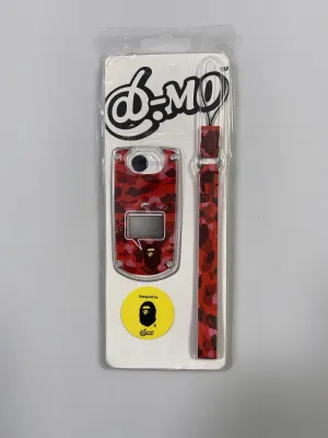 Bape Flip Phone Cover And Phone Keychain Strap Red