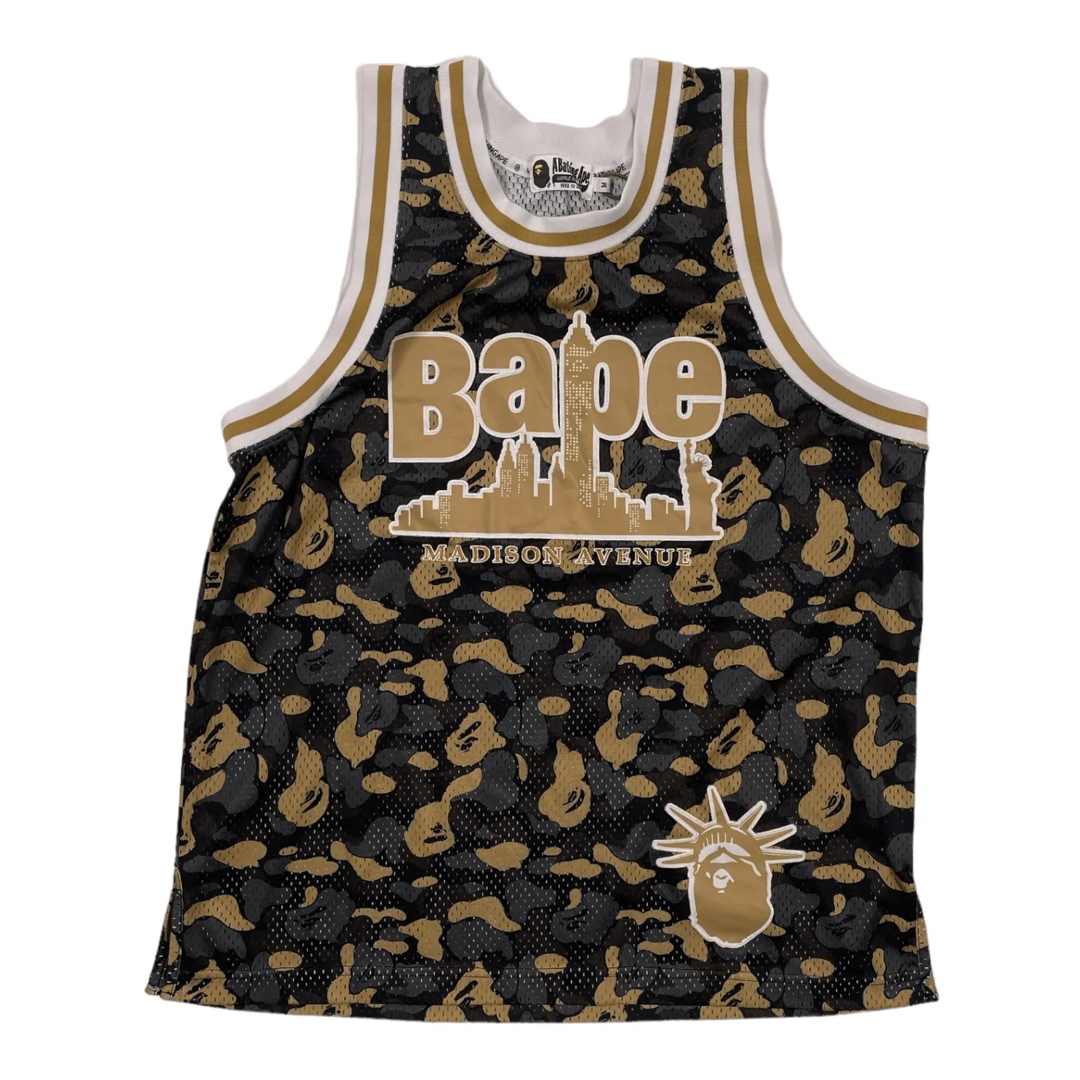 Bape Madison Ave NYC Basketball Ape Head Jersey Black/Gold Pre-Owned