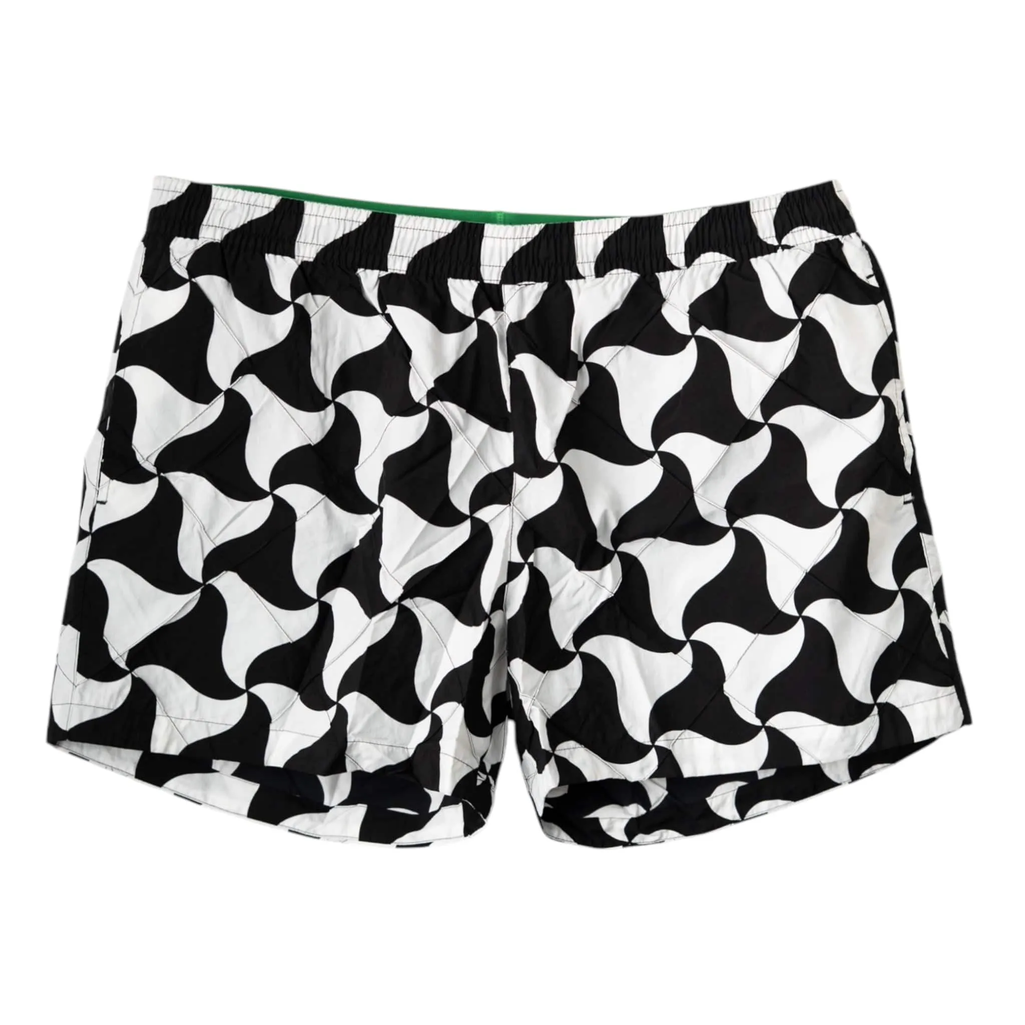 Bottega Veneta Abstract Pattern Swim Shorts Black White