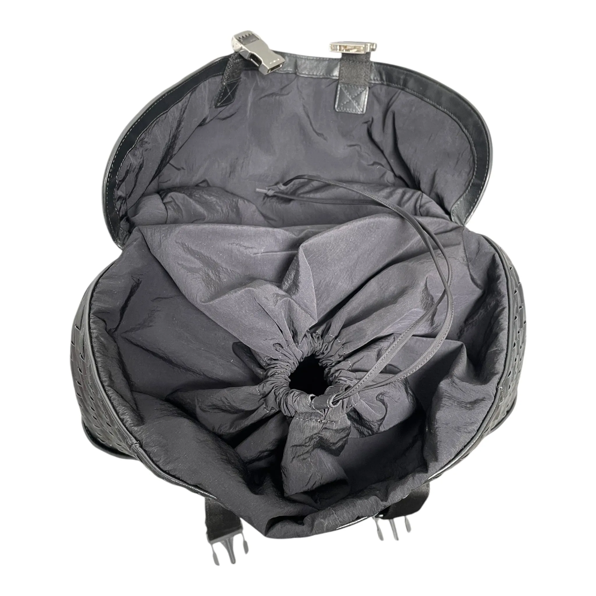 Bottega Veneta Flap Interlocking Backpack Black Pre-Owned