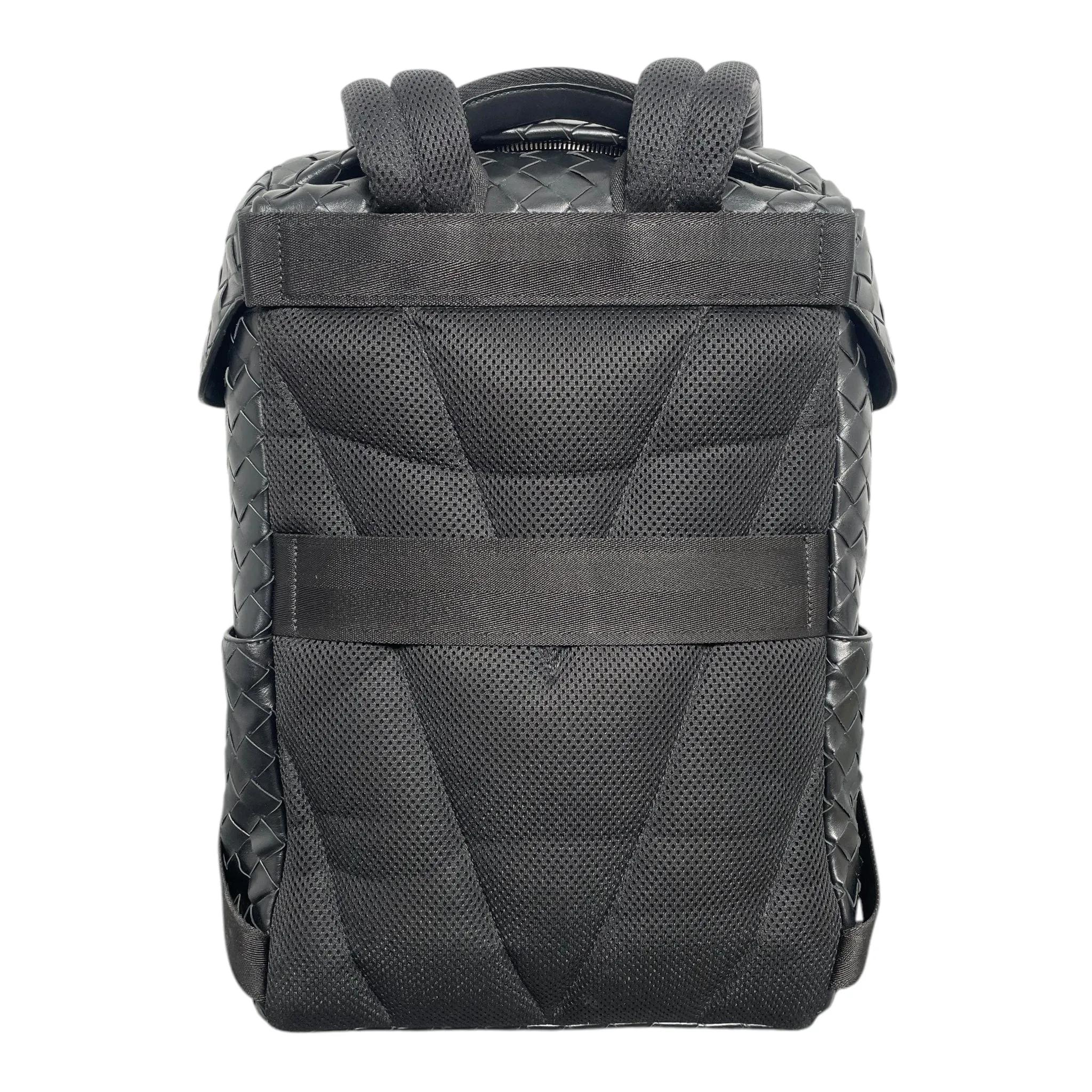 Bottega Veneta Flap Interlocking Backpack Black Pre-Owned