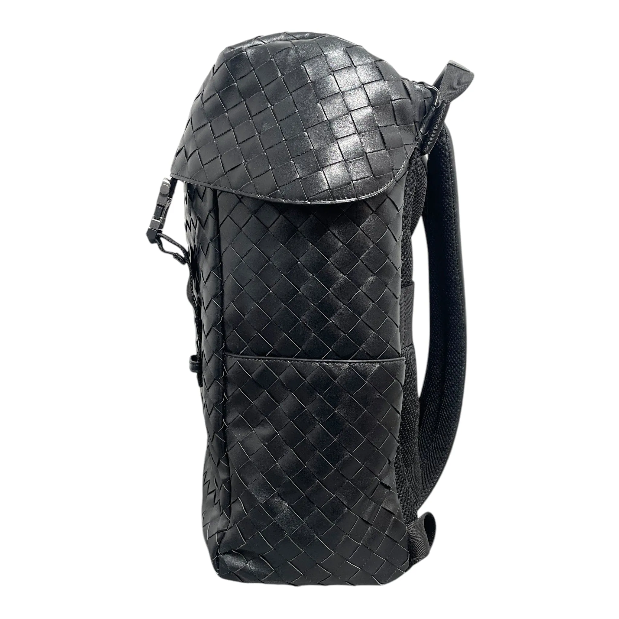 Bottega Veneta Flap Interlocking Backpack Black Pre-Owned