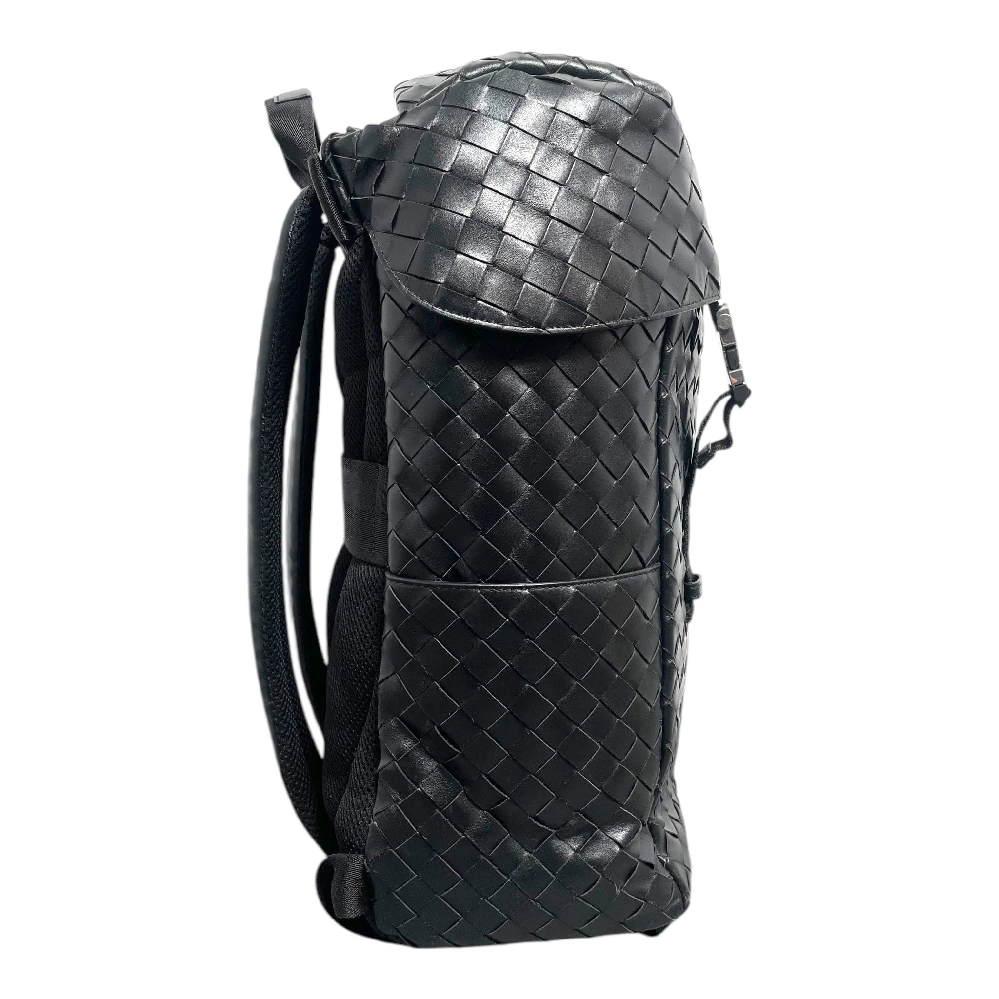 Bottega Veneta Flap Interlocking Backpack Black Pre-Owned