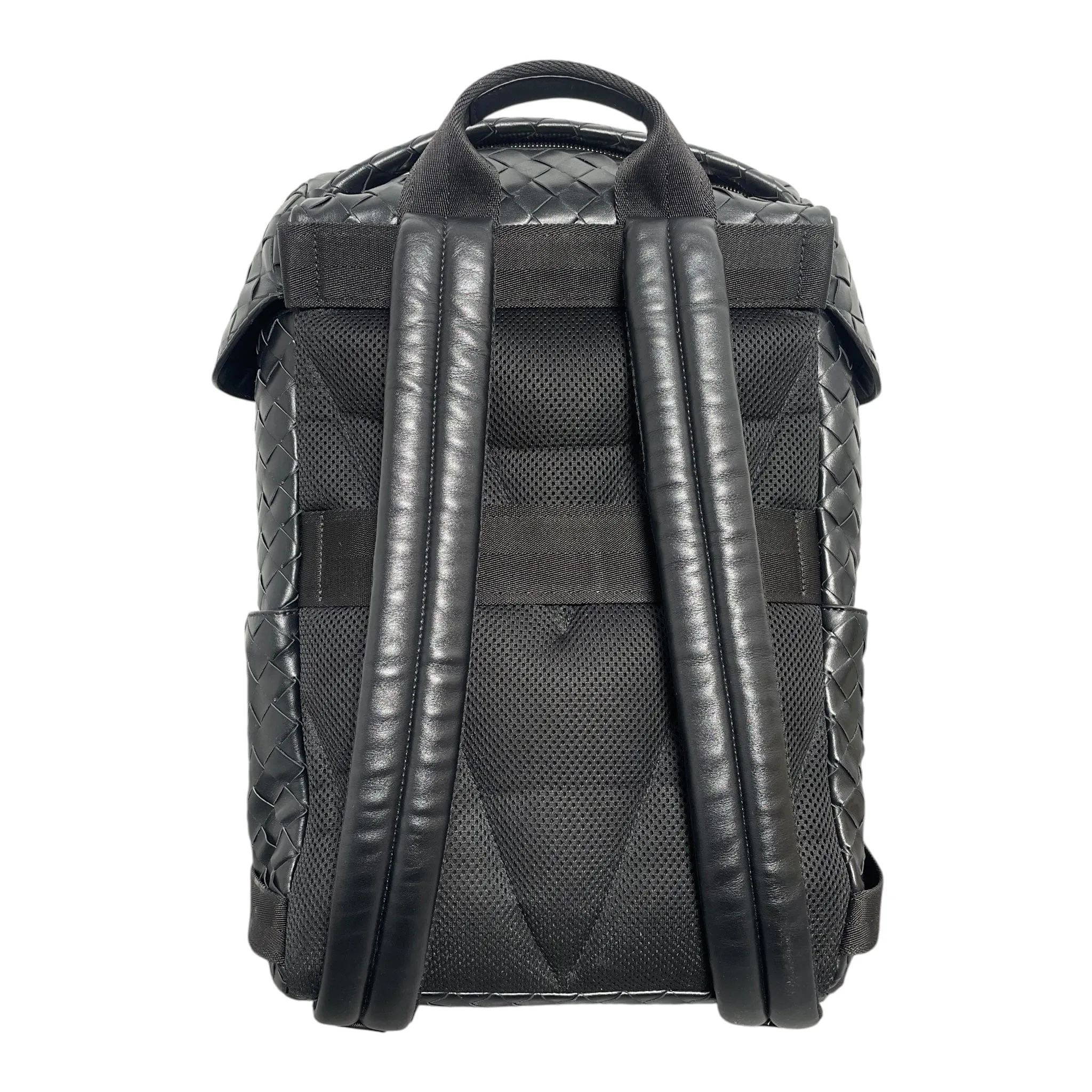 Bottega Veneta Flap Interlocking Backpack Black Pre-Owned