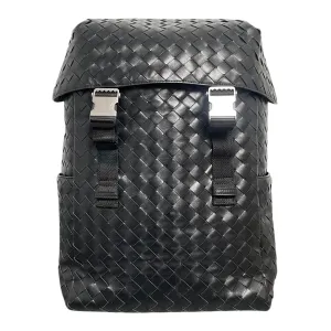 Bottega Veneta Flap Interlocking Backpack Black Pre-Owned