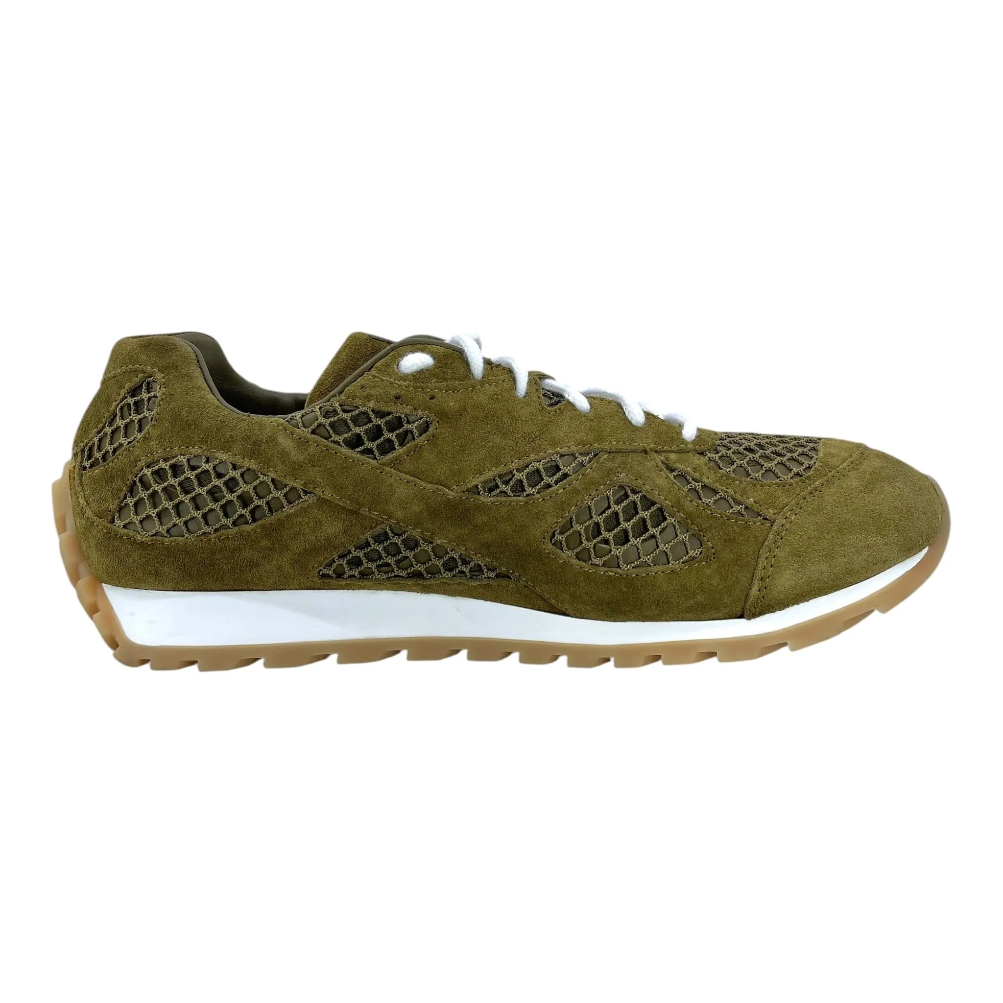 Bottega Veneta Orbit Trainer Olive Green White Beige