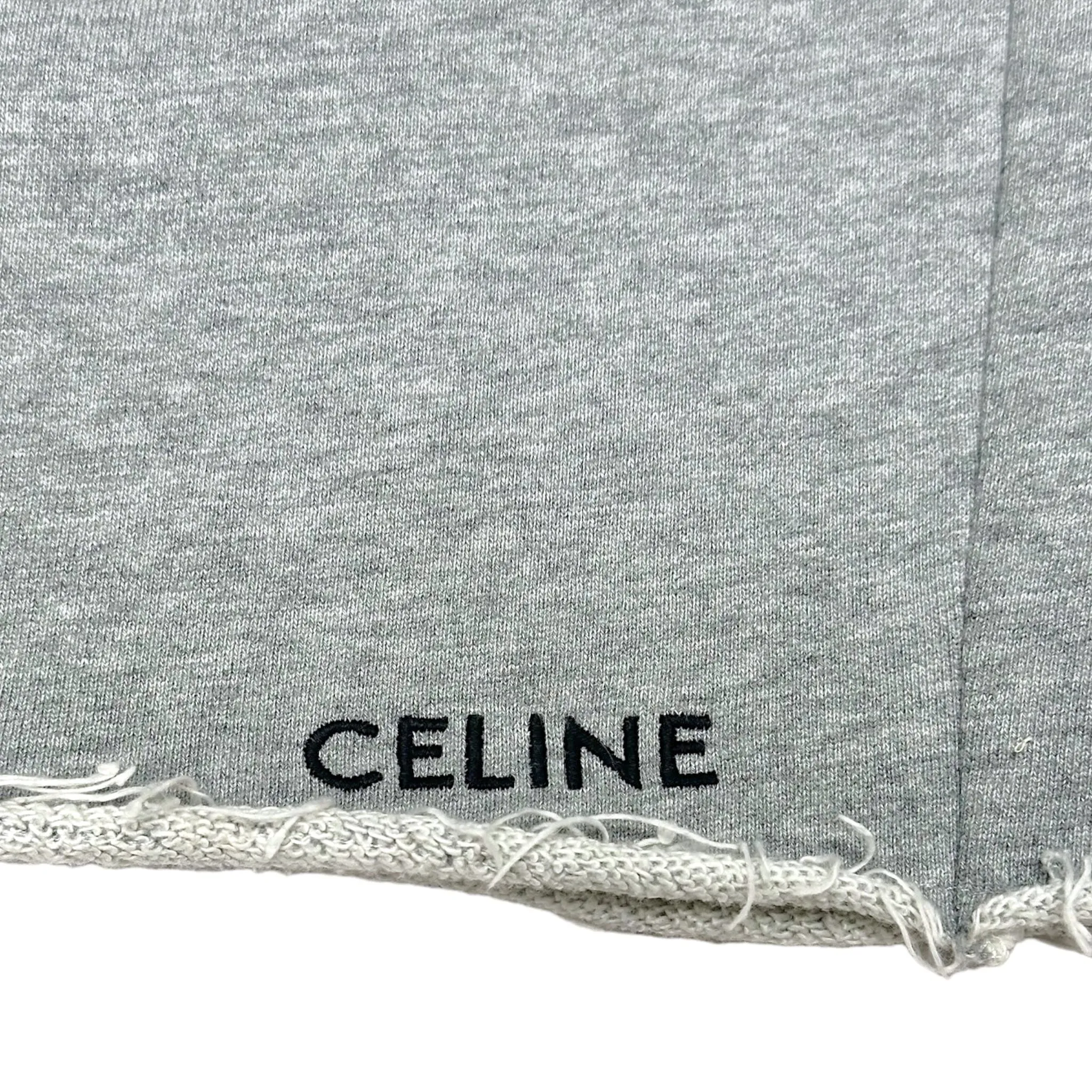 Celine Embroidered Small Logo Sweatshorts Grey Black White Pre-Owned