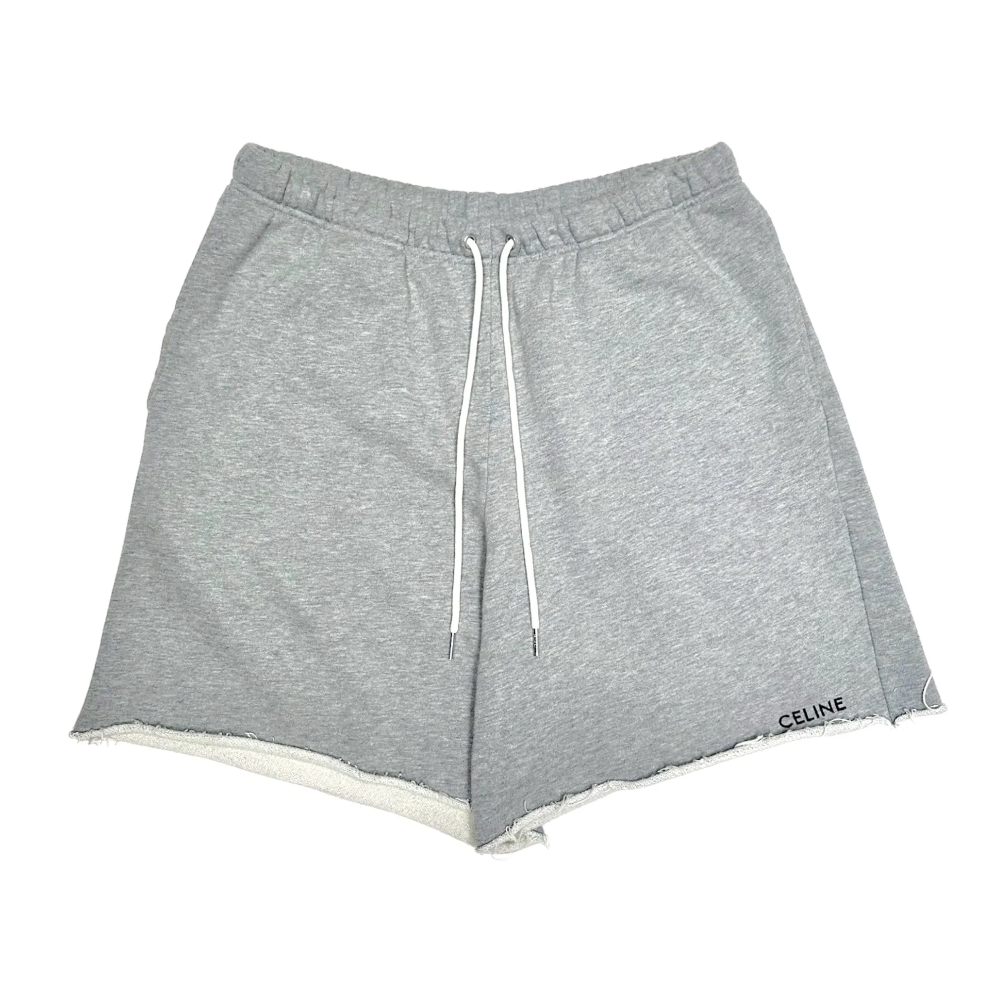Celine Embroidered Small Logo Sweatshorts Grey Black White Pre-Owned