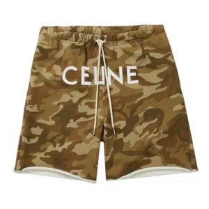 Celine Logo Sweatshorts Camo