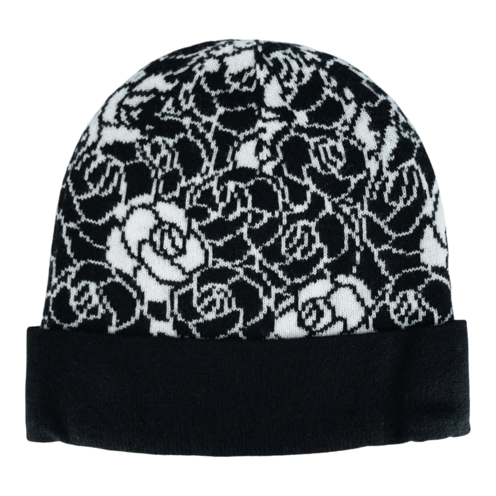 Chanel Camellia Cashmere Beanie Black White Pre-Owned