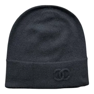 Chanel CC Logo Cashmere Beanie Black Black