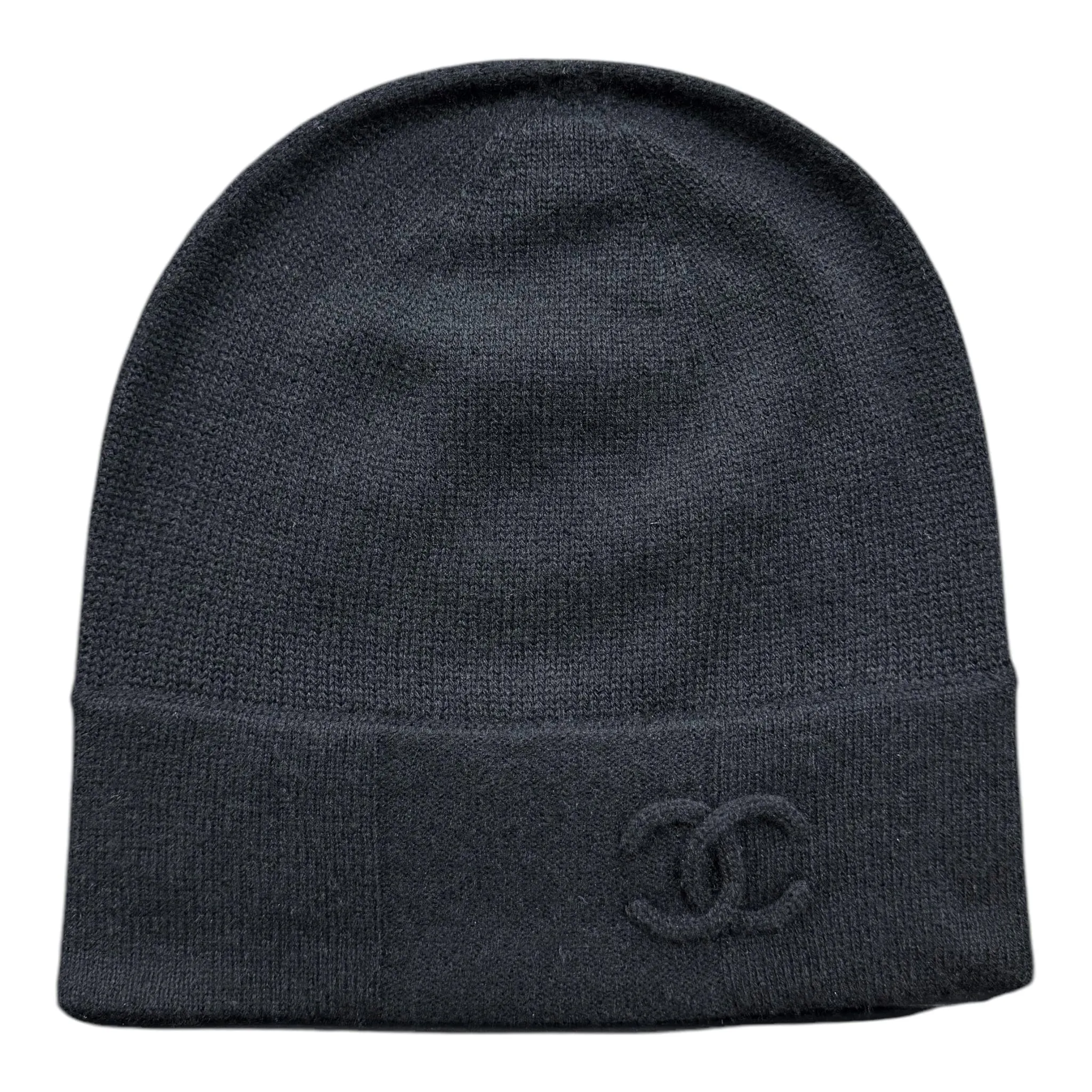 Chanel CC Logo Cashmere Beanie Black Black