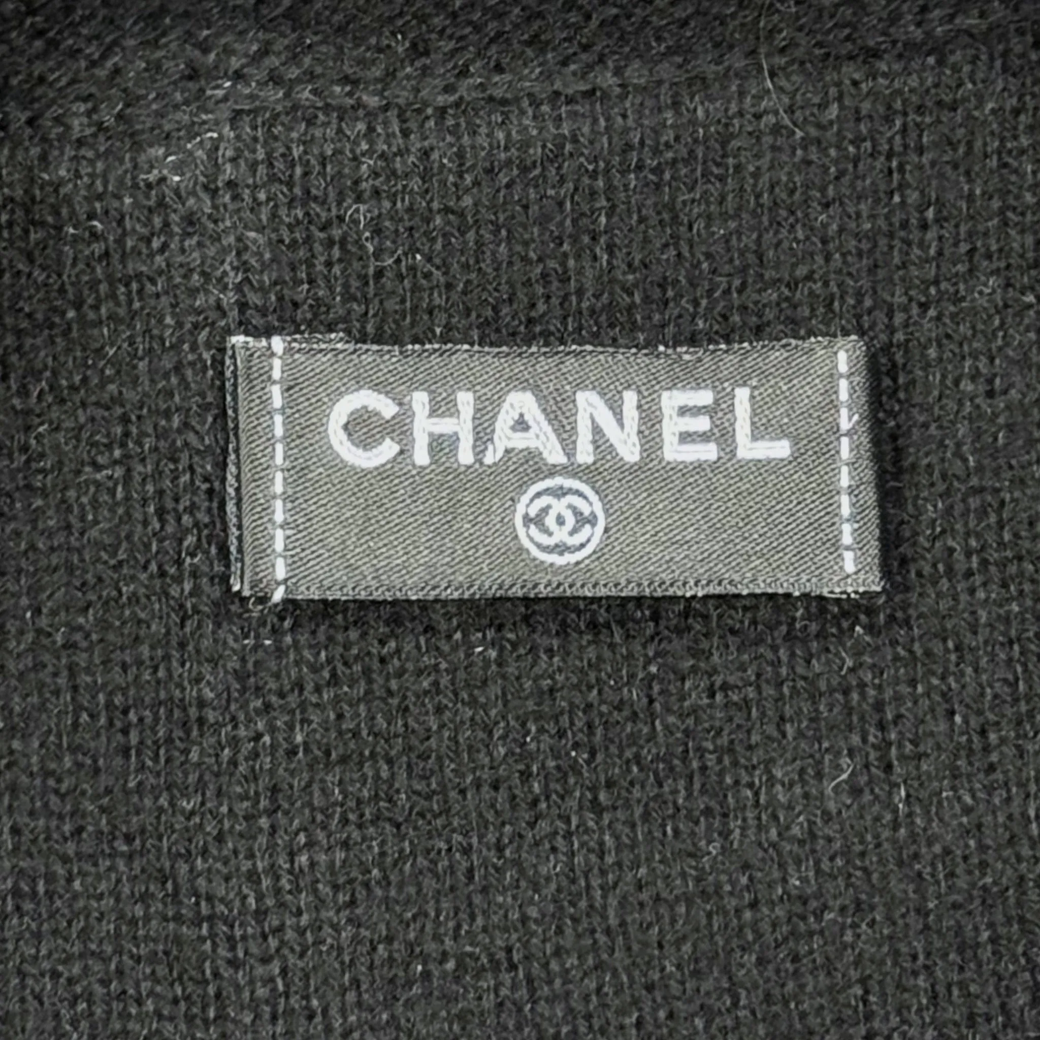 Chanel CC Logo Cashmere Beanie Black Black