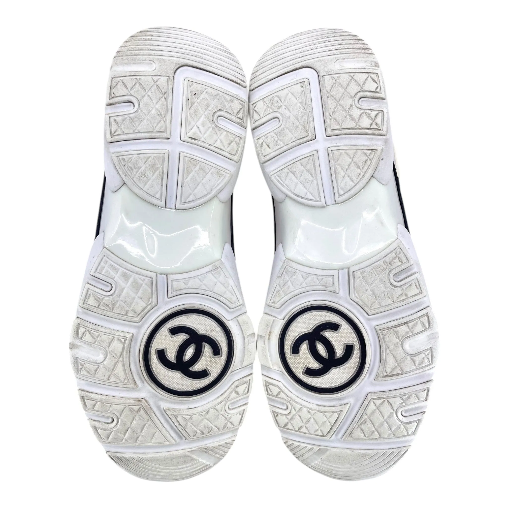 Chanel CC Logo Trainer High Suede Orange White Black Pre-Owned