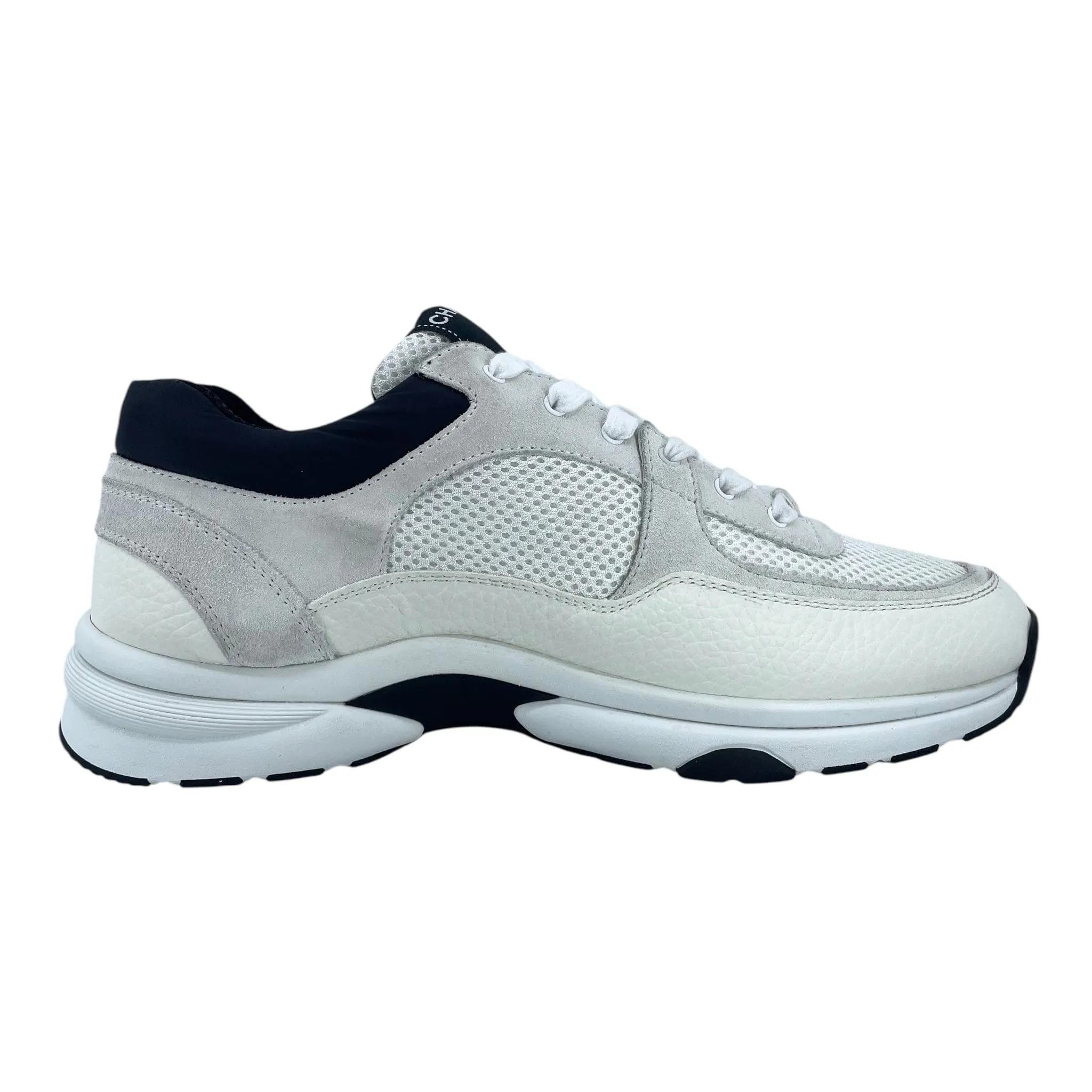Chanel CC Logo Trainer Low Mesh White Black Pre-Owned