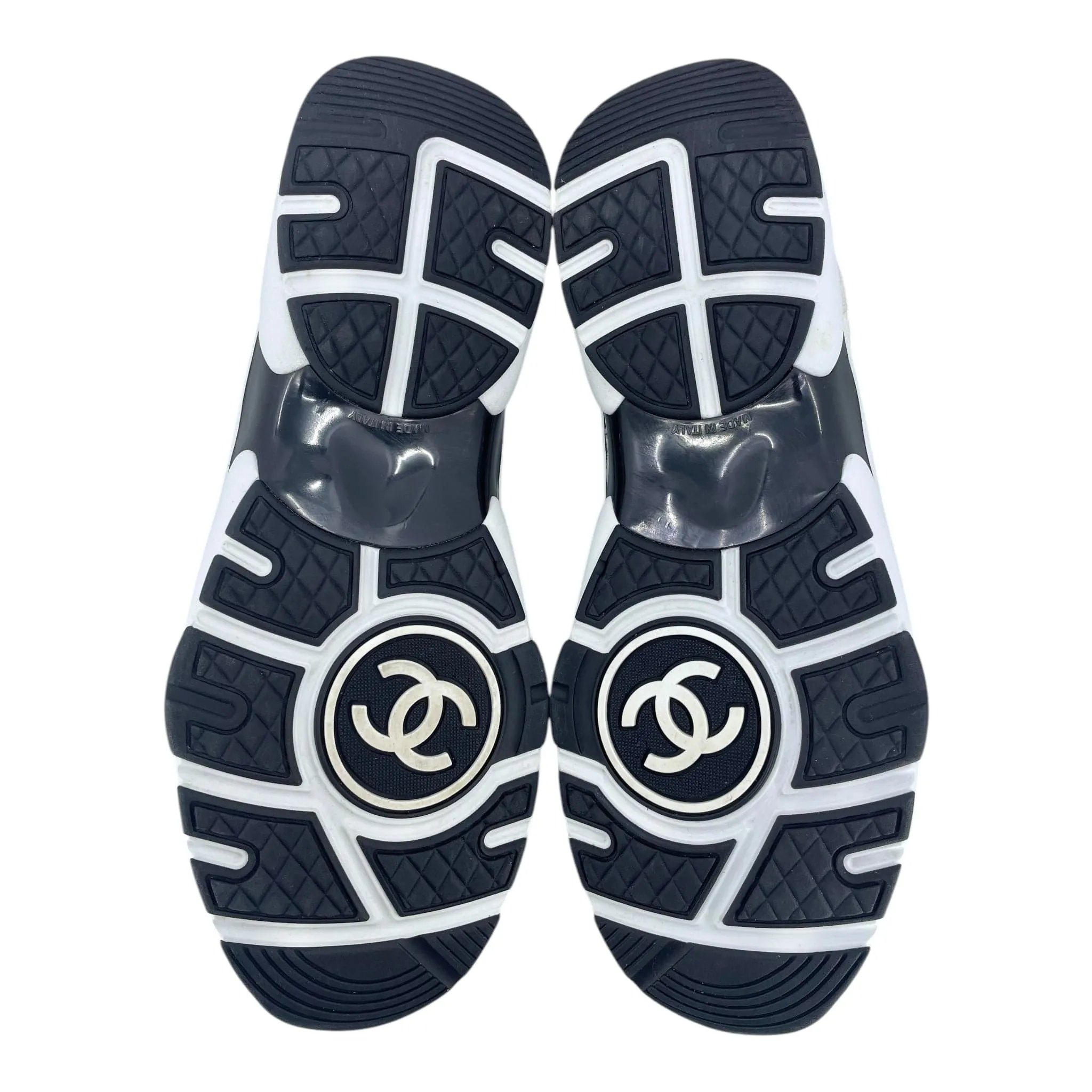 Chanel CC Logo Trainer Low Mesh White Black Pre-Owned