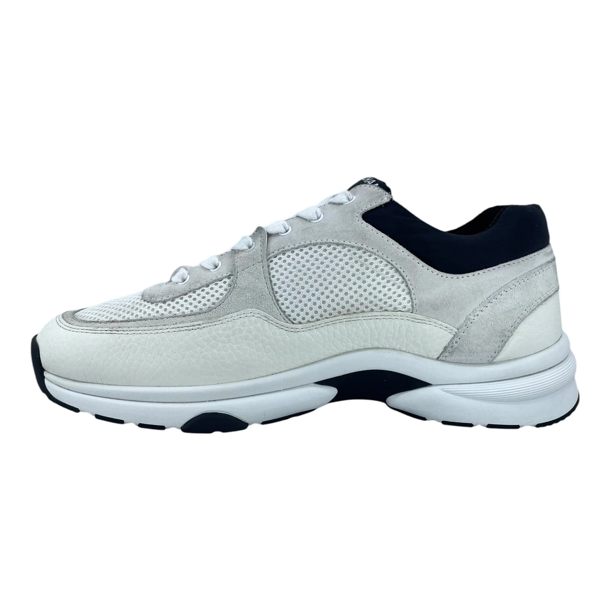 Chanel CC Logo Trainer Low Mesh White Black Pre-Owned