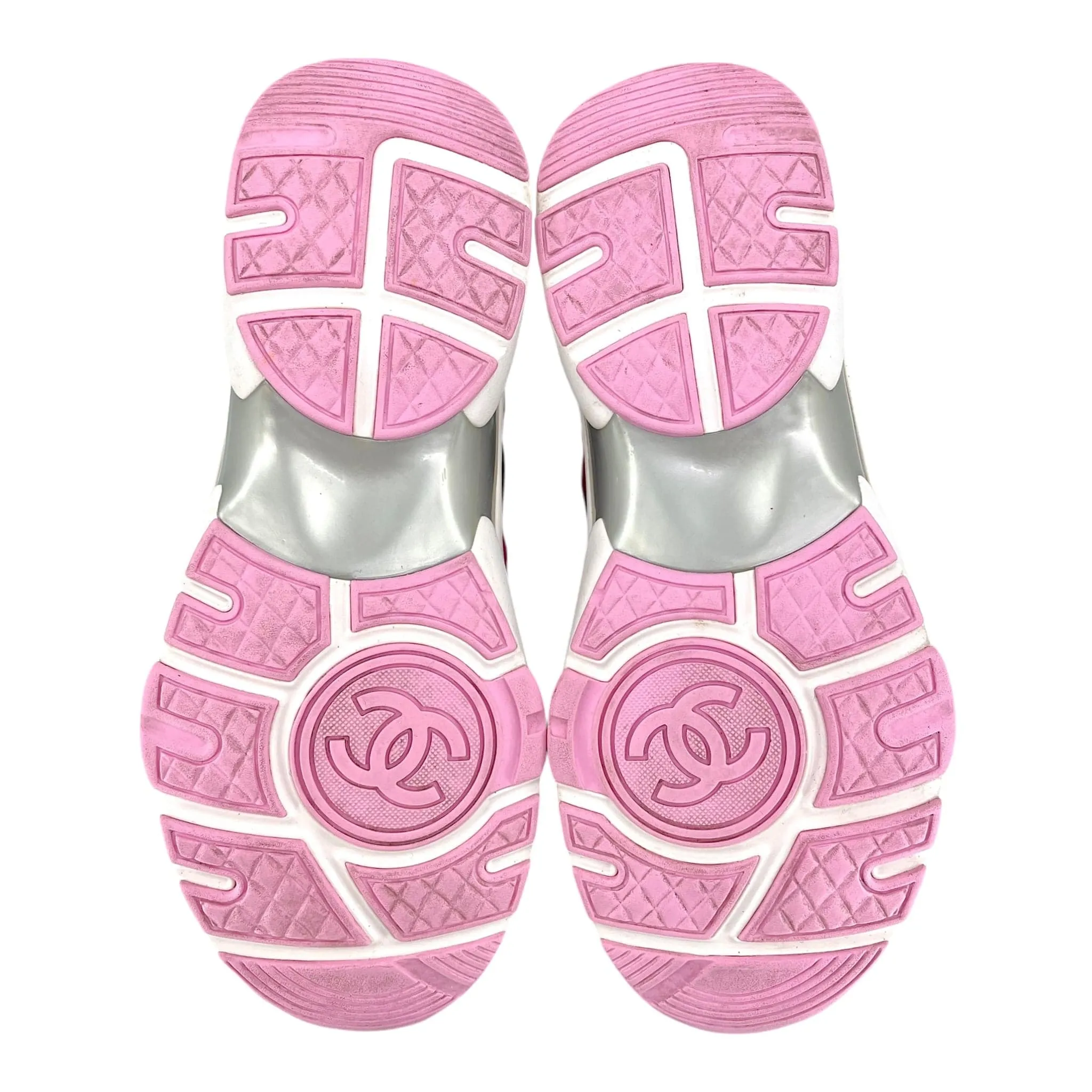 Chanel CC Logo Trainer Low Suede Pink Turquoise Pre-Owned