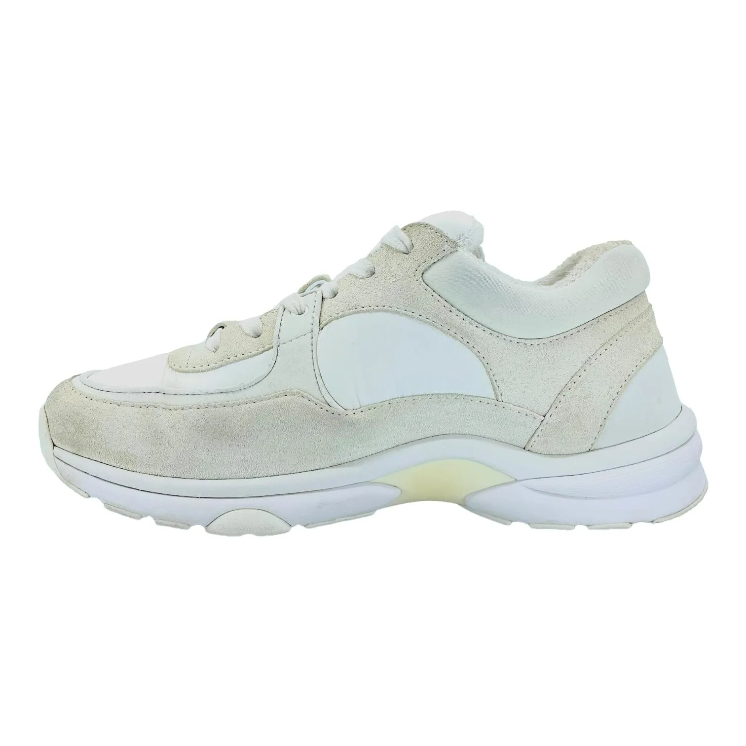 Chanel CC Logo Trainer Low Suede White White Pre-Owned