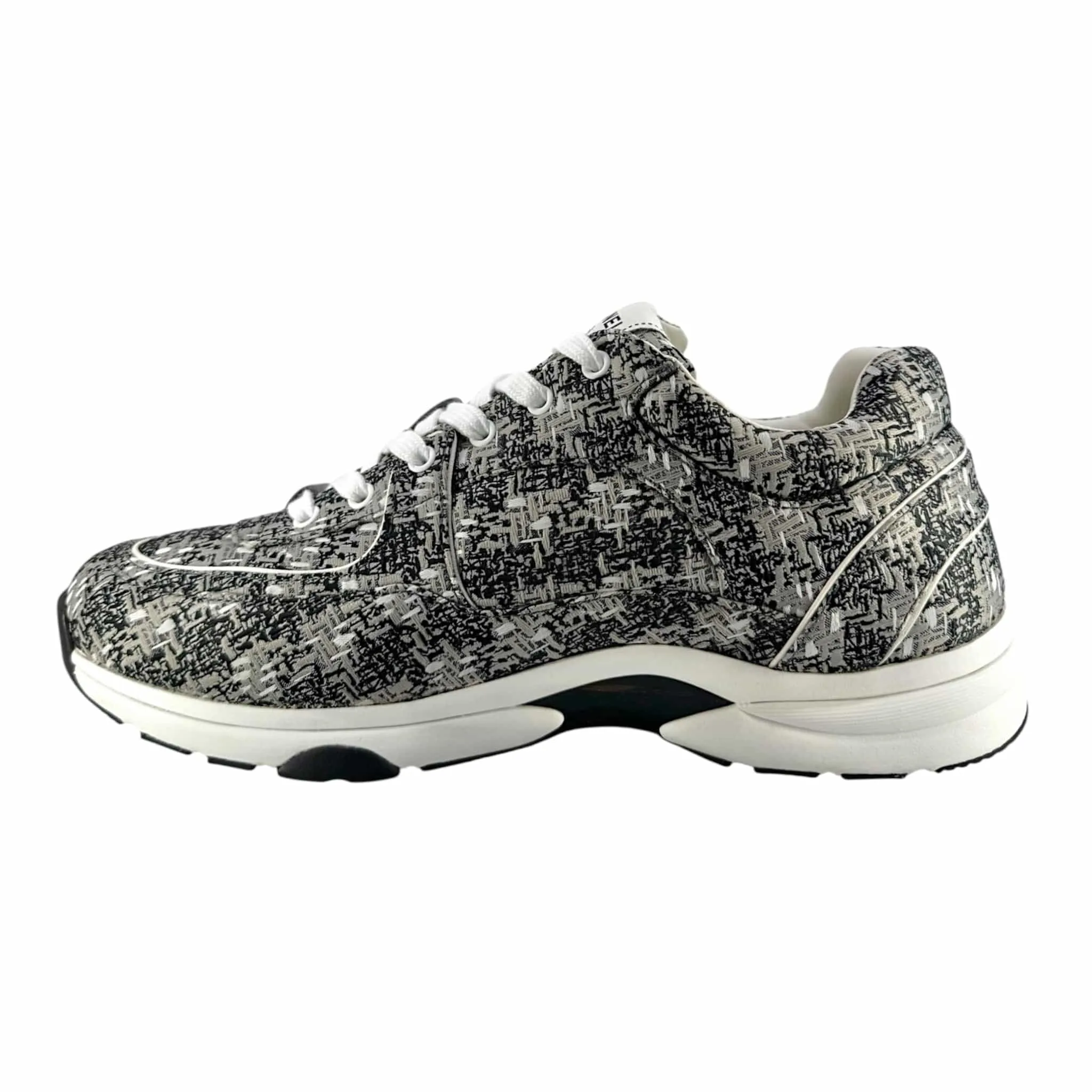 Chanel CC Logo Trainer Low Technical Knit Black Grey Pre-Owned