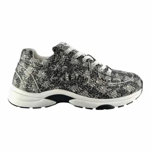 Chanel CC Logo Trainer Low Technical Knit Black Grey Pre-Owned