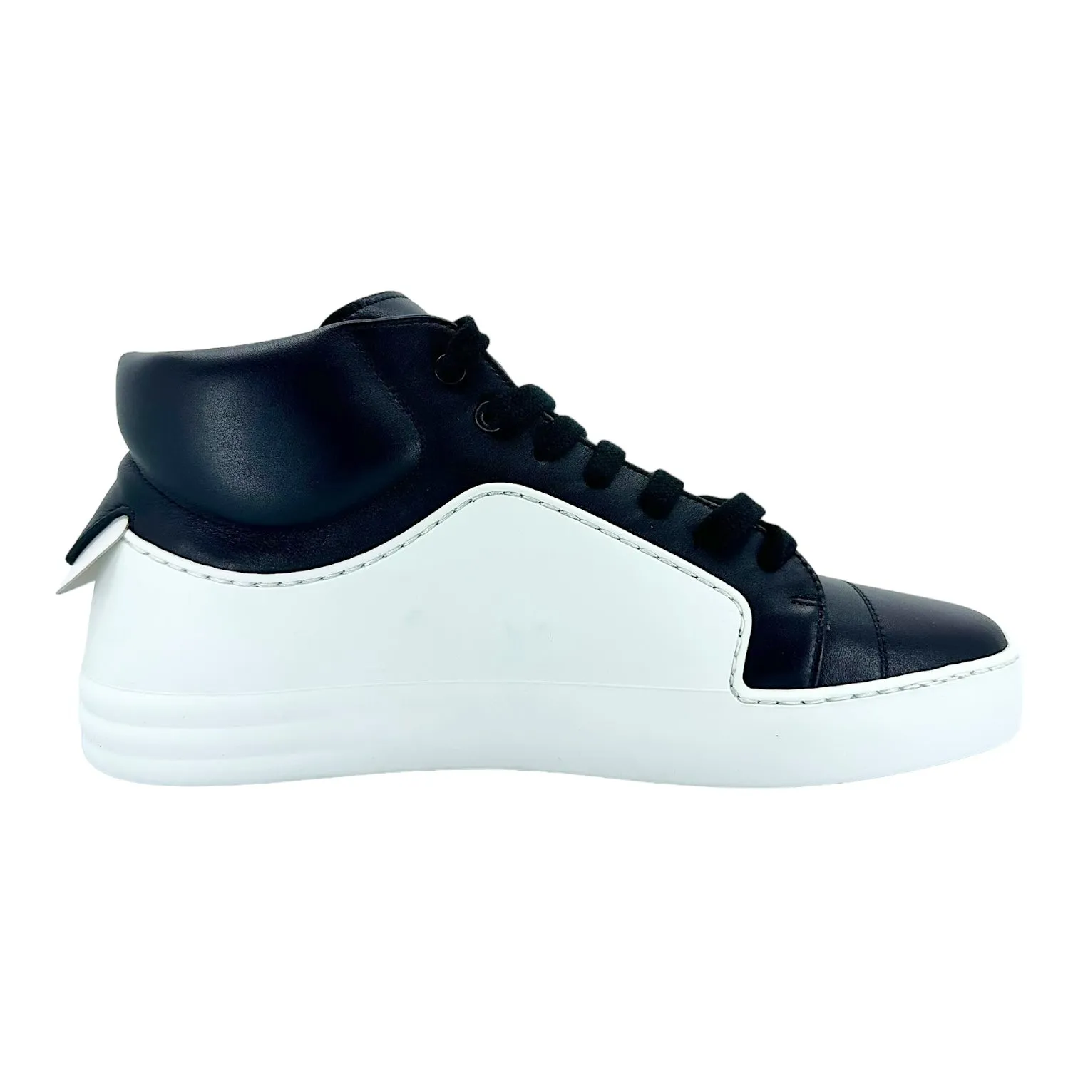 Chanel CC Mid Top Calf Skin Trainer Black White