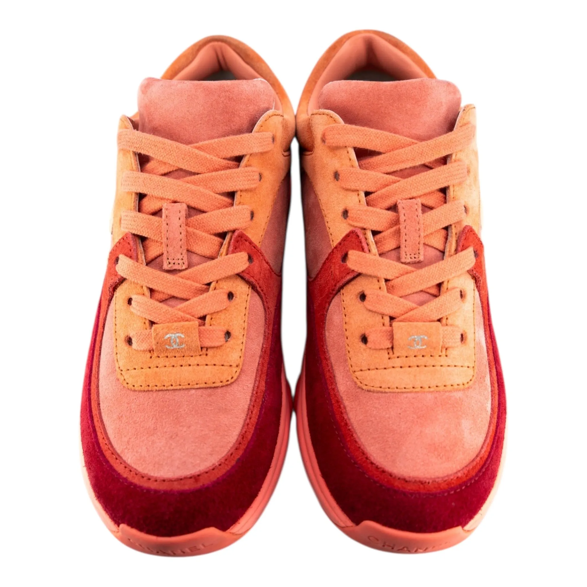 Chanel CC Trainer Low Coral Red Multi Pre-Owned