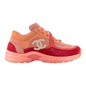 Chanel CC Trainer Low Coral Red Multi Pre-Owned