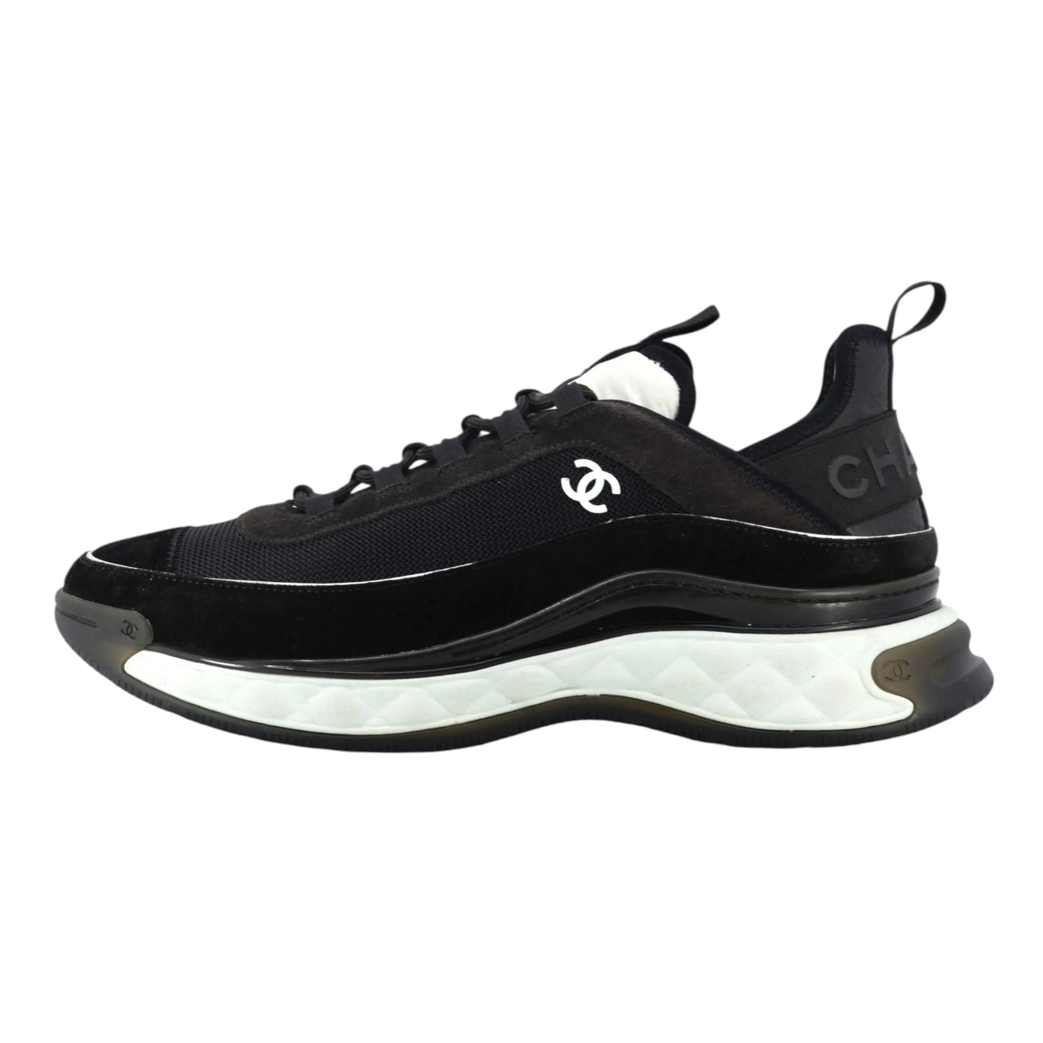 Chanel Mesh CC Sneaker Low Black White Pre-Owned