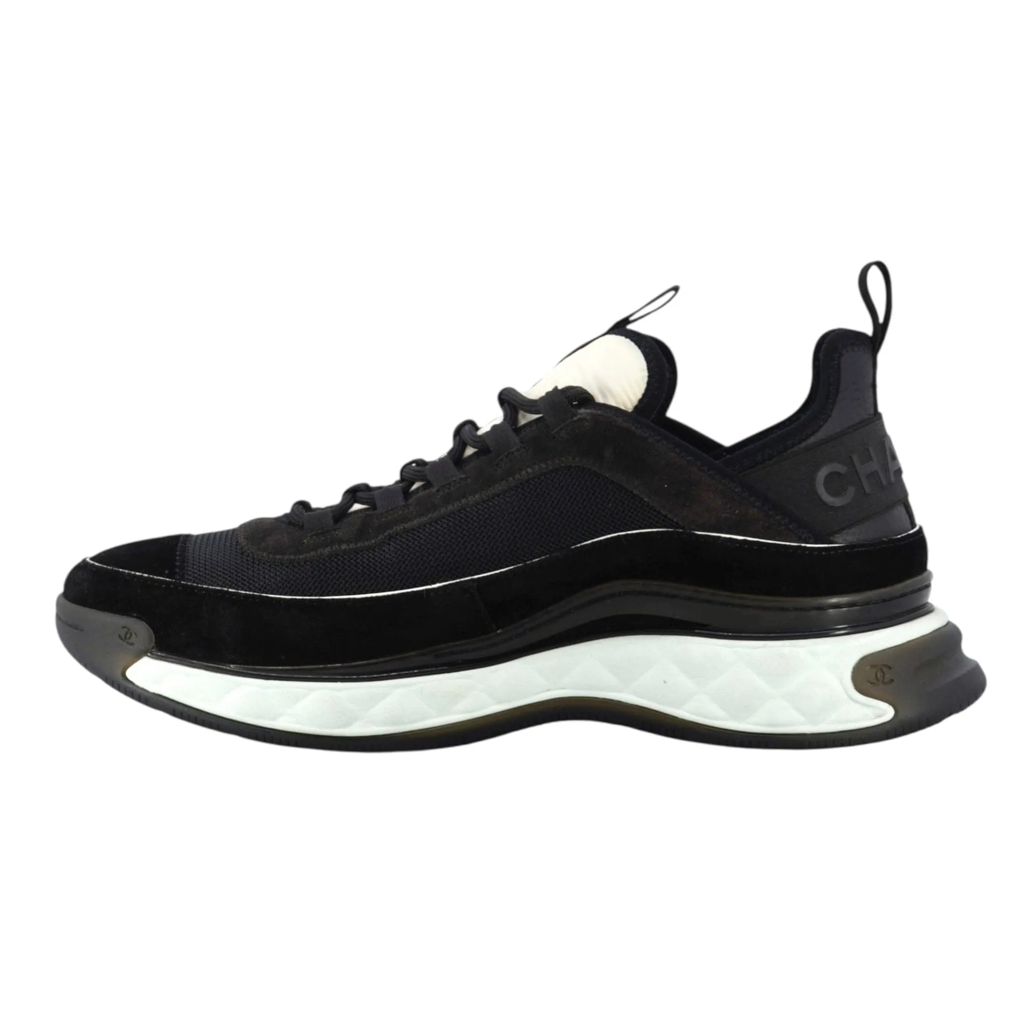 Chanel Mesh CC Sneaker Low Black White Pre-Owned