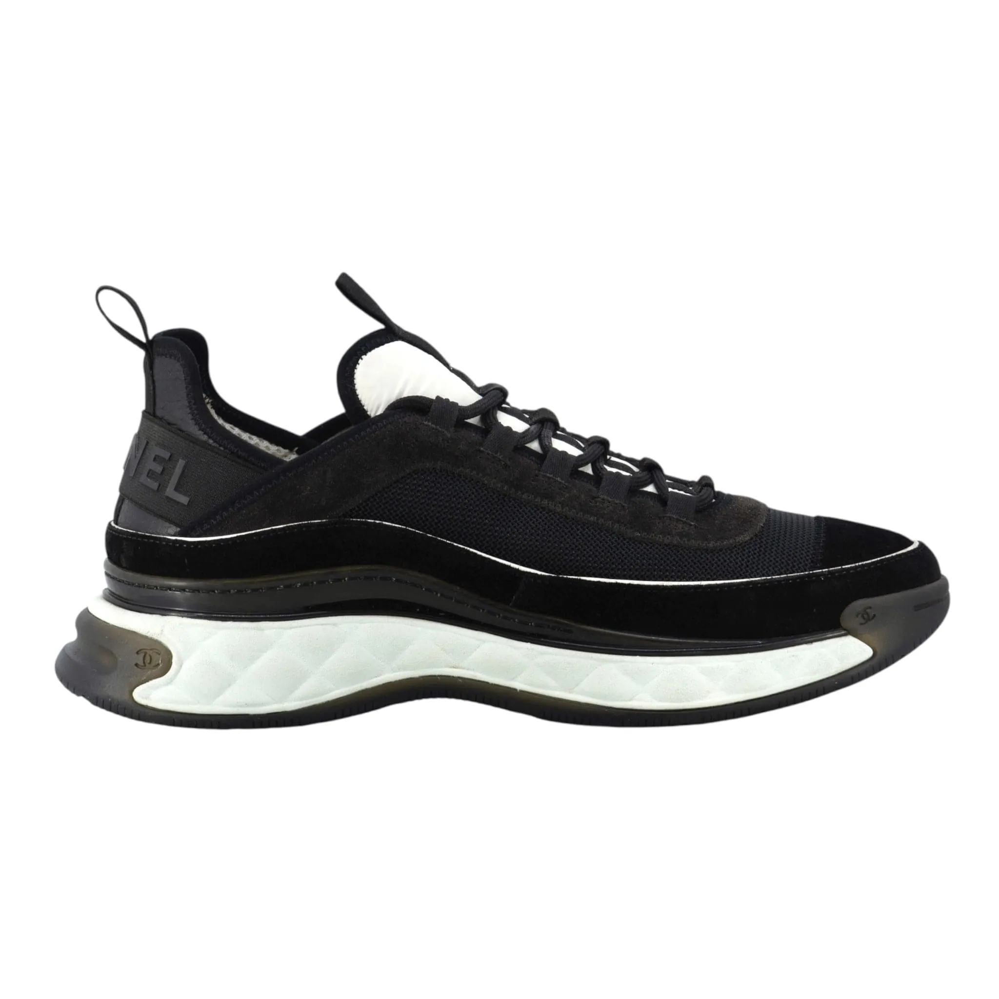 Chanel Mesh CC Sneaker Low Black White Pre-Owned