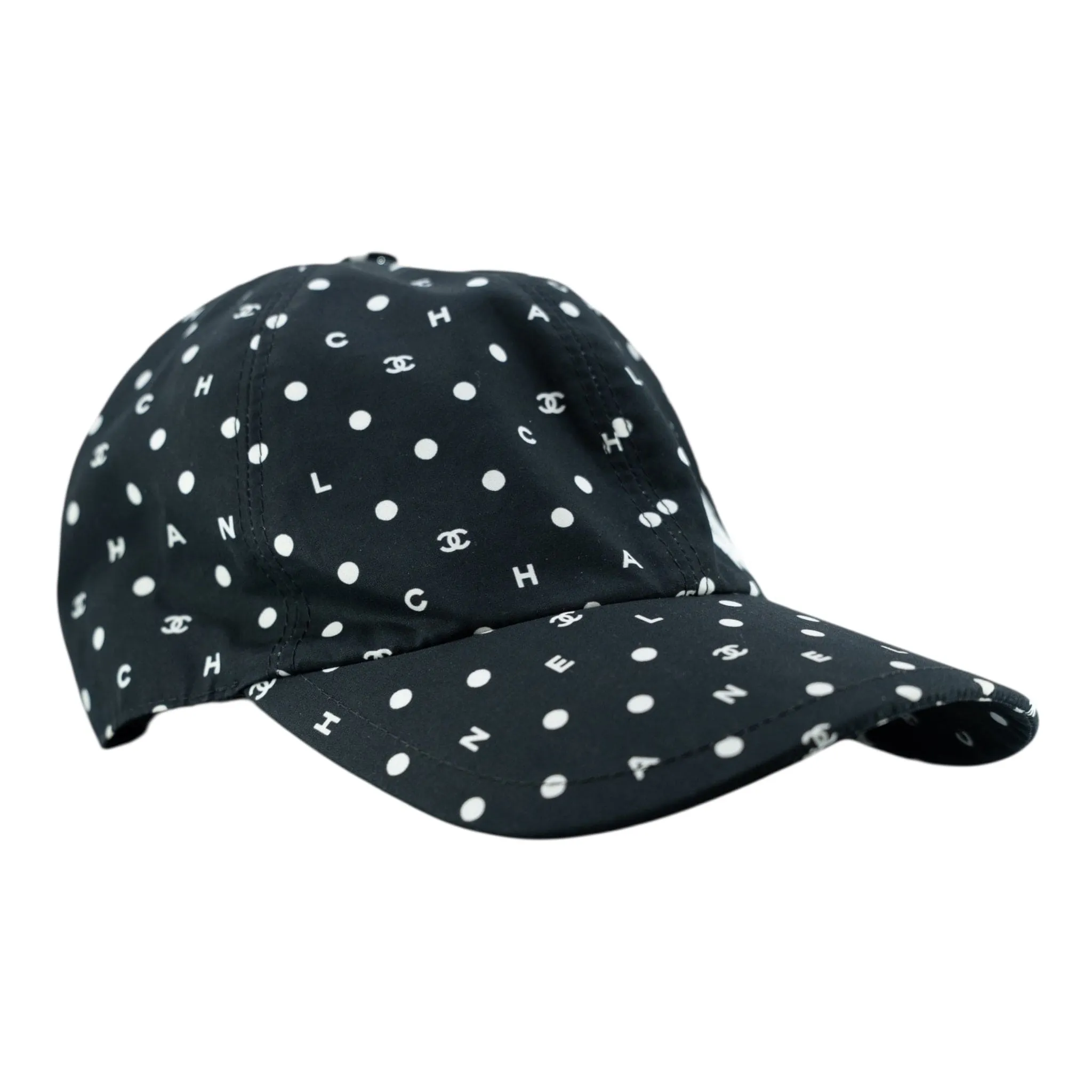 Chanel Polka Dot CC Baseball Hat Black White Pre-Owned