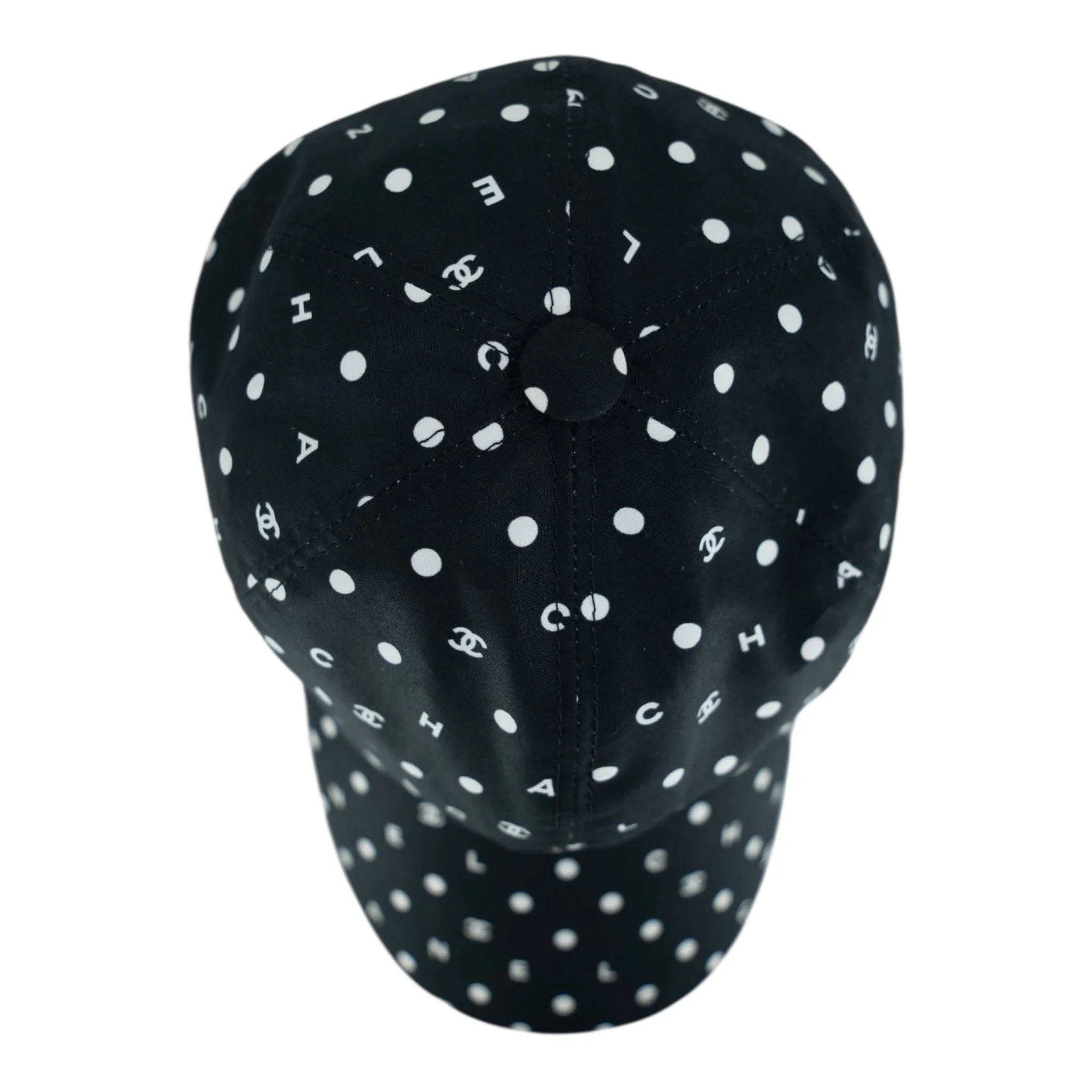 Chanel Polka Dot CC Baseball Hat Black White Pre-Owned