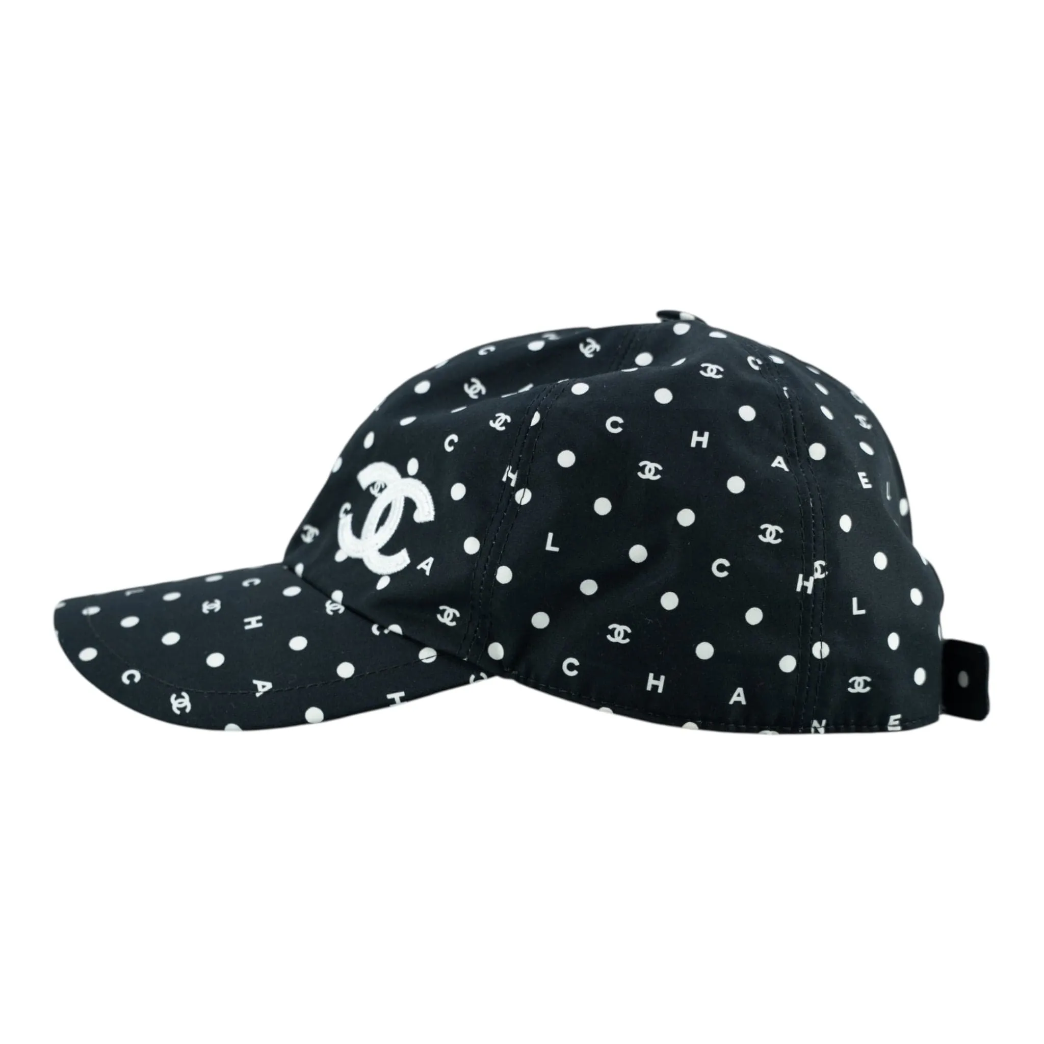 Chanel Polka Dot CC Baseball Hat Black White Pre-Owned