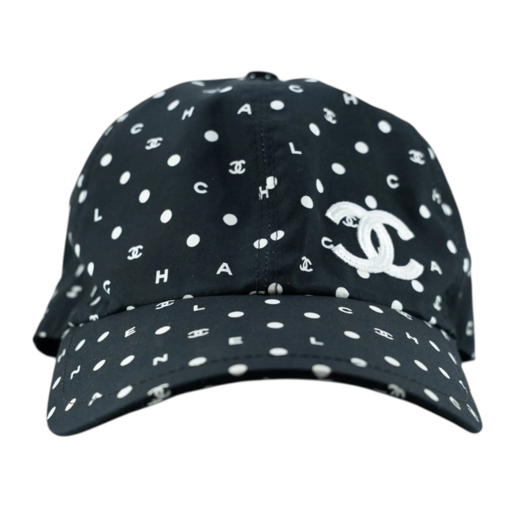 Chanel Polka Dot CC Baseball Hat Black White Pre-Owned